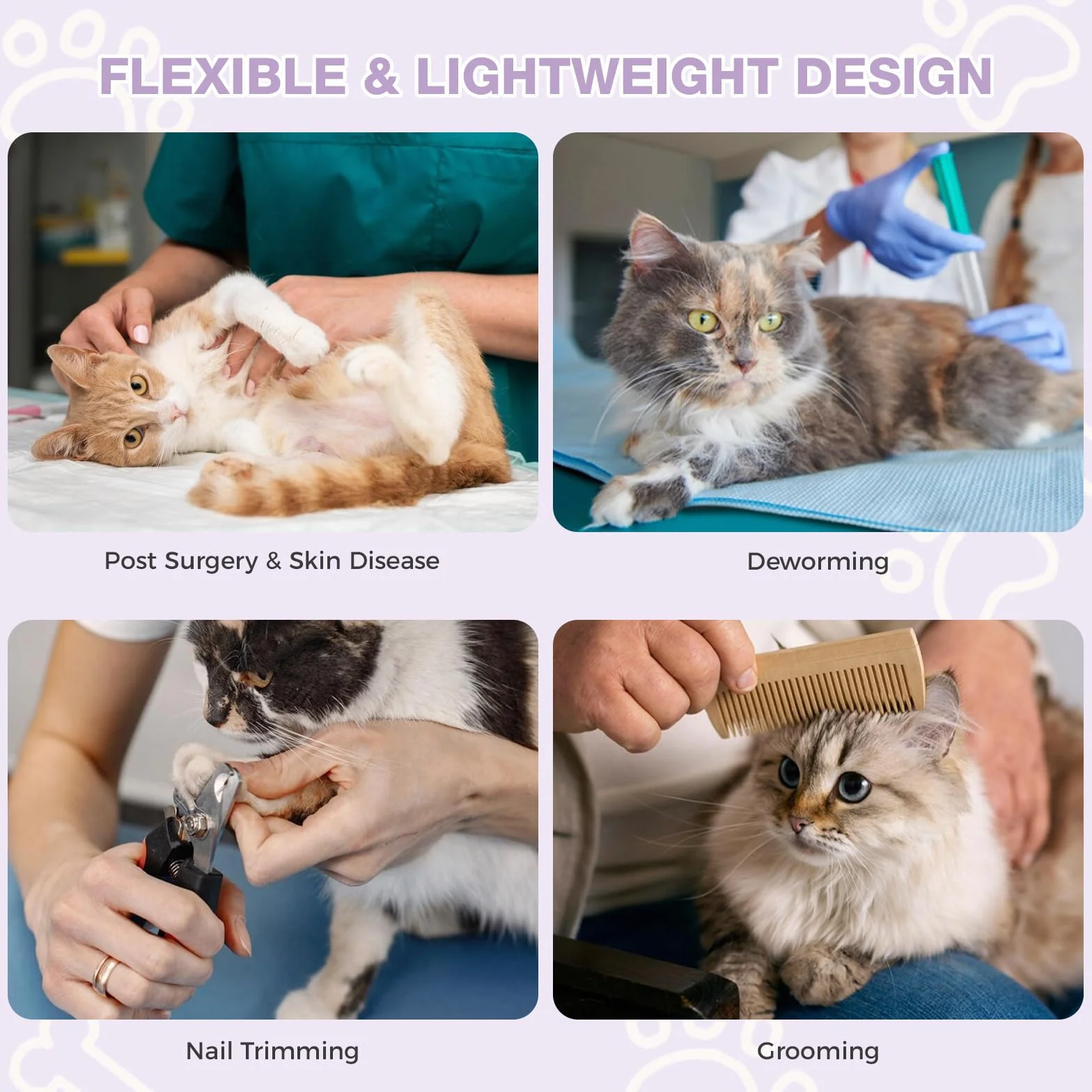 Avont Collerette pour Chat Anti-Léchage, Collier Lune Anti-Grattage, Collier Boudin de Récupération Ajustable Violet S