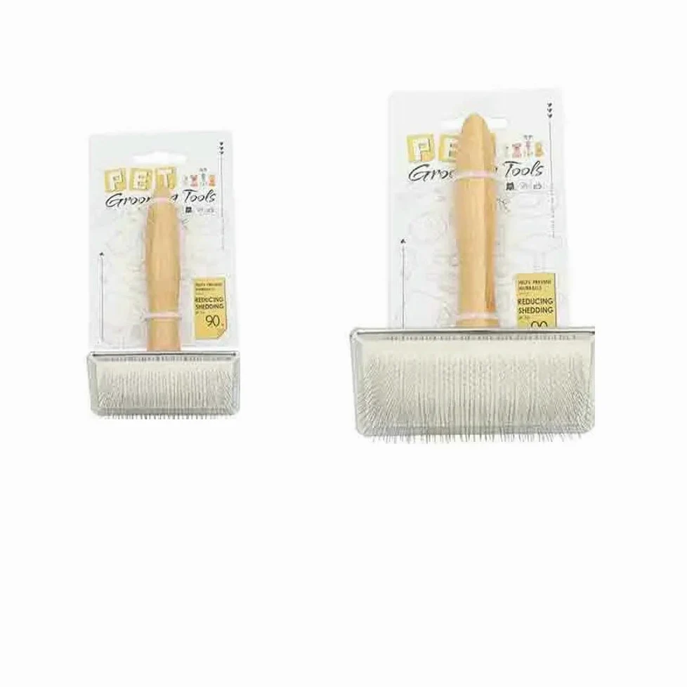 DYRBF Brosse peigne pour chien à poils longs Brosse pour chat Brosse de voiture Poils d'animaux en bois massif Brosse de massage pour chat Brosse de toilettage pour animaux domestiques