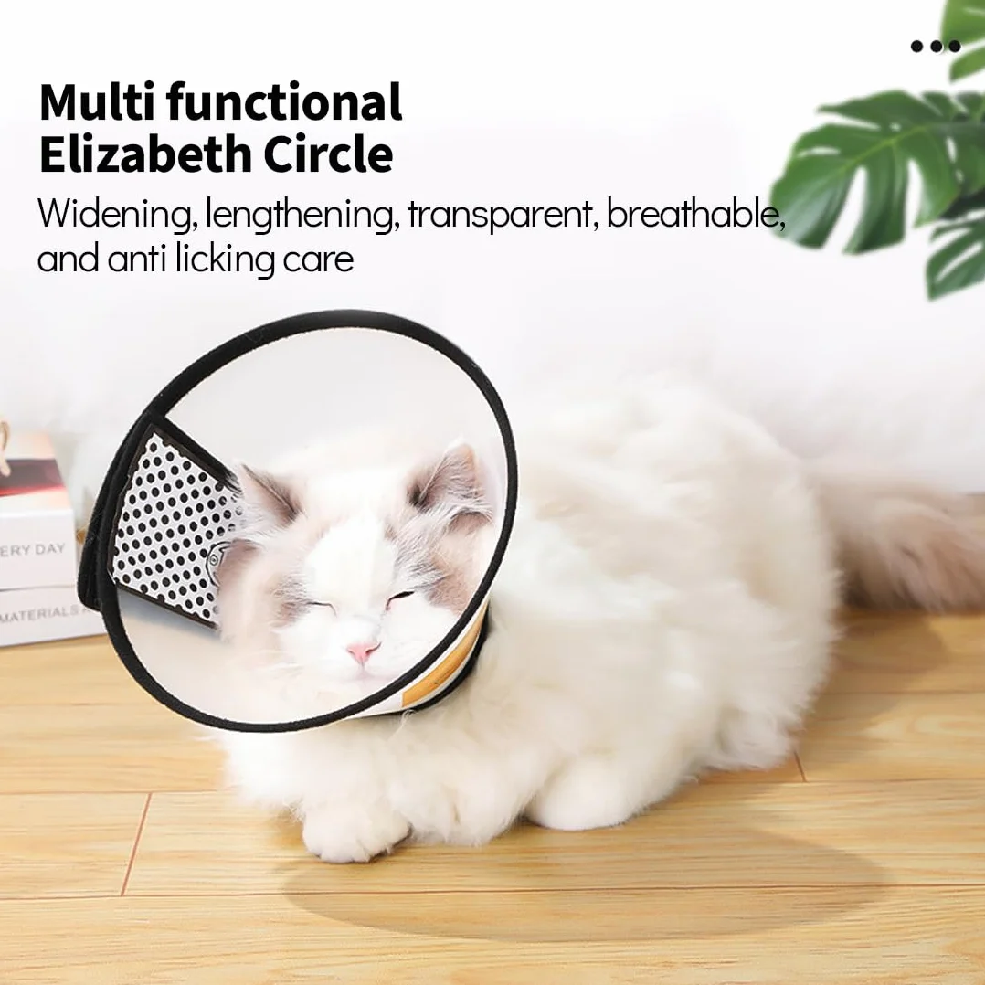 Collier Cône Protecteur Réglable pour Chat Chien Petit S Blanc