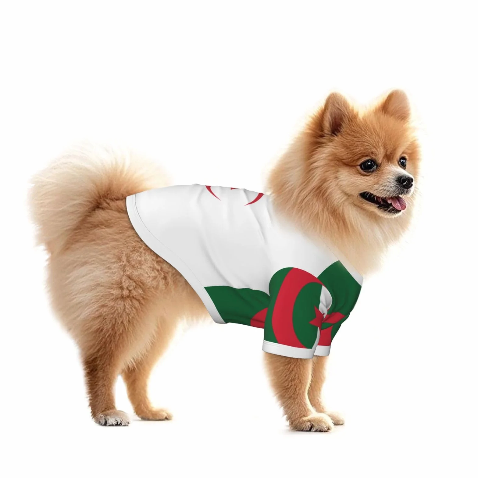 T-shirt chien drapeau Algérie vêtement chiot débardeur élastique taille M