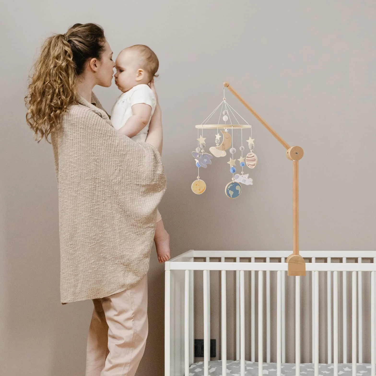 Support Mobile Bébé Réglable en Hauteur pour Lit de Bébé, Table à Langer, Parc, 0-6 mois