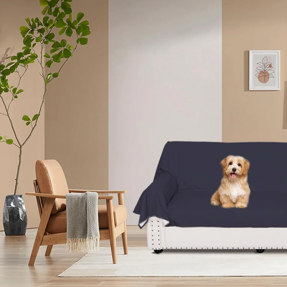 DUJUIKE Couvre-lit imperméable Housse de canapé Queen Size 200x230cm Bleu Marine