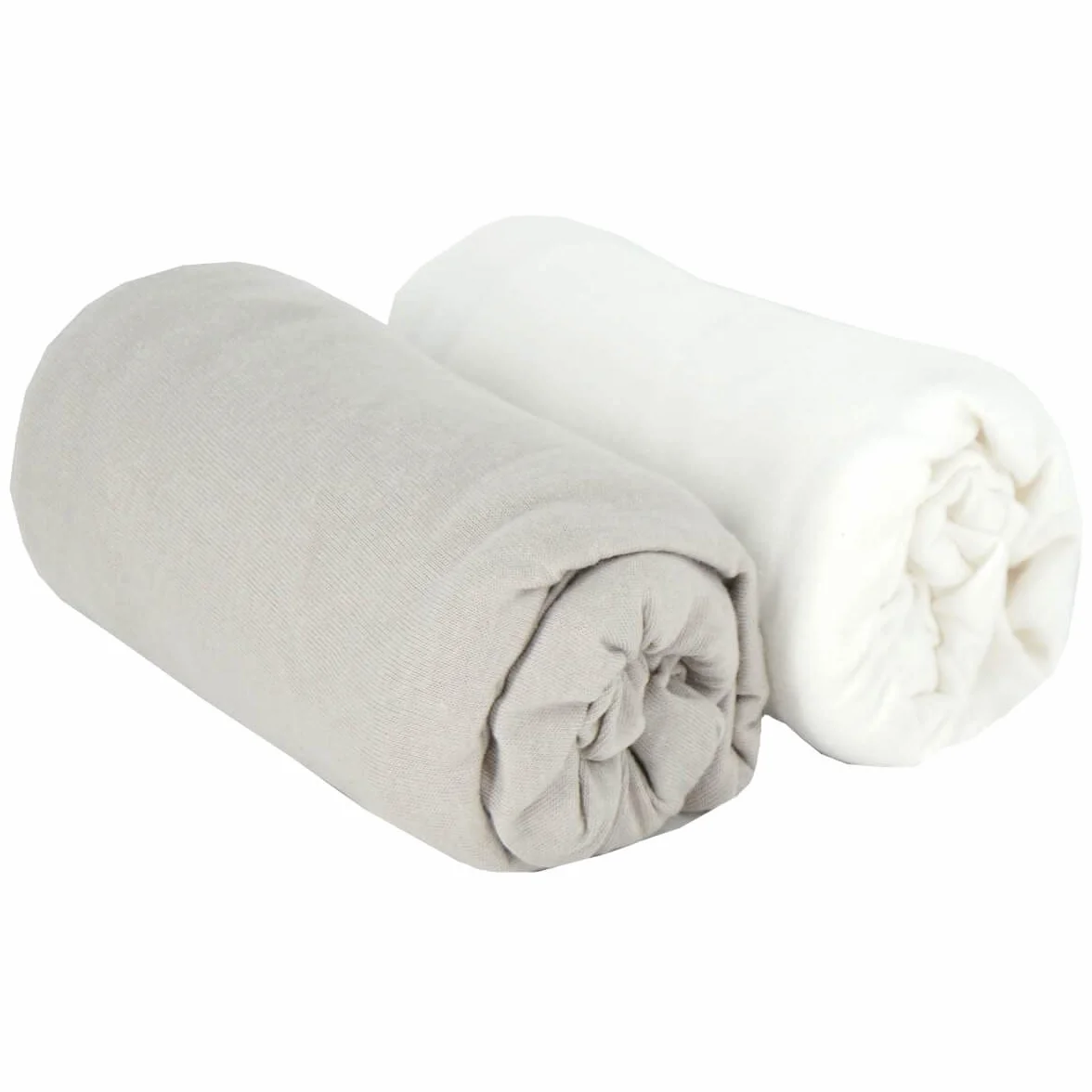 BabyCalin Lot de 2 Draps Housse Blanc/Gris 60 x 120 cm Certifié OEKO-TEX
