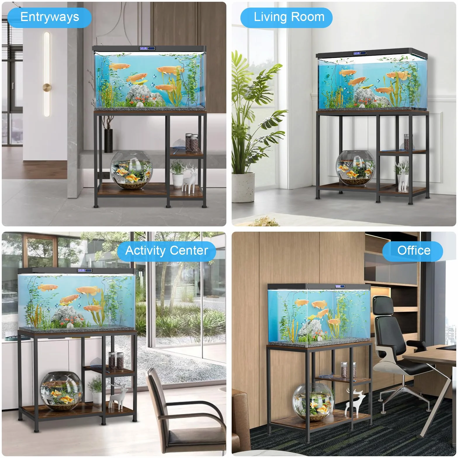 VyGrow Support pour Aquarium 40 Gallons, Robuste 93 x 47 x 80 CM, Étagères en Bois, Capacité 330KG