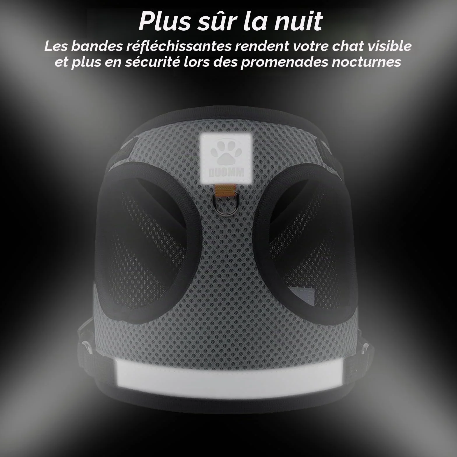 Harnais Chien Anti évasion avec Corde de Traction Télescopique Automatique 5m/16.4 Ft Réglable Anti Fugue Chat Chaton (M)