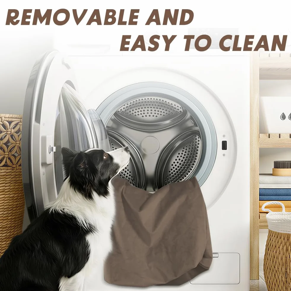 DUJUIKE Housse de Remplacement pour Chien imperméable en Velours Lavable (Café, M)