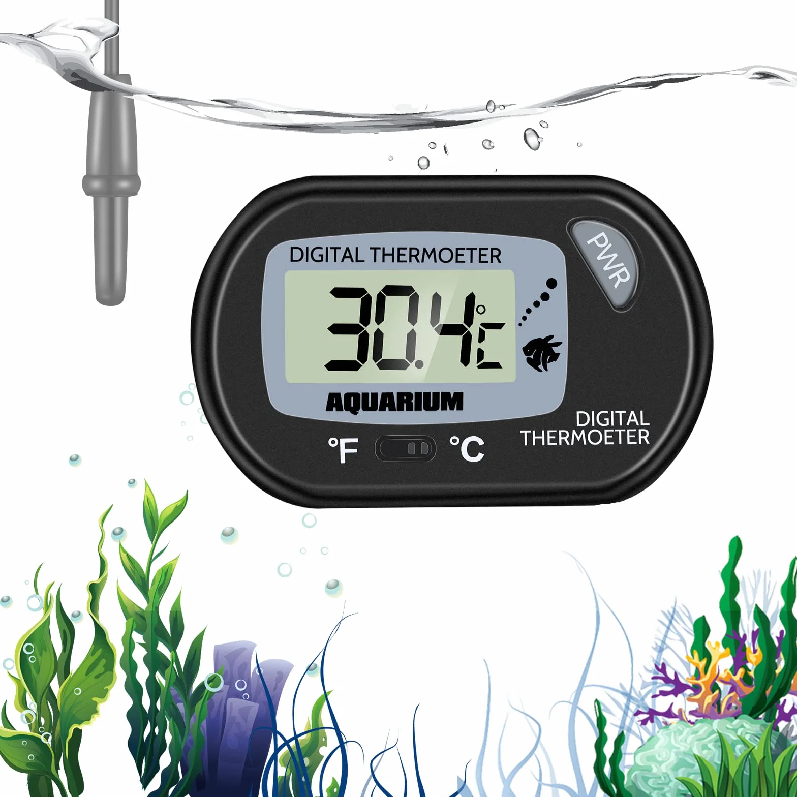 Zacro Thermomètre LCD Digital Aquarium avec Ventouse Sonde Immersion