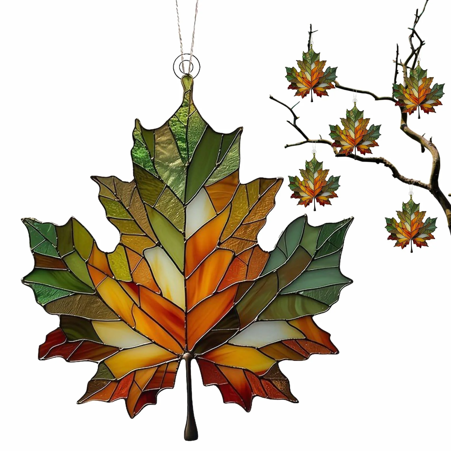 Ornements de feuilles teintées Décoration murale en feuilles d'automne acrylique