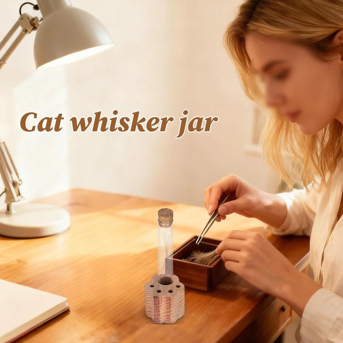 Boîte commémorative pour poils d'animaux avec tube à essai, support pour moustaches de chat