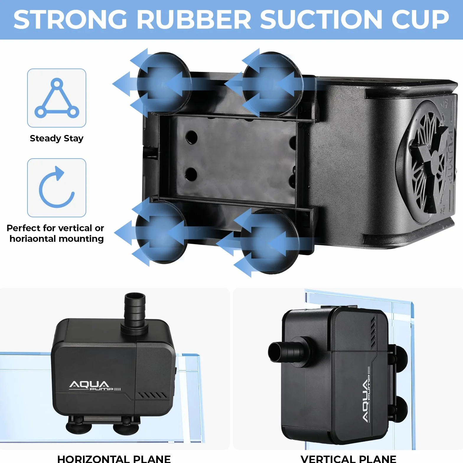 Pompe Eau Submersible 45W 3000L/H Débit Réglable avec Filtre 3 Buses 19mm/22mm/25mm Hauteur Refoulement 3M