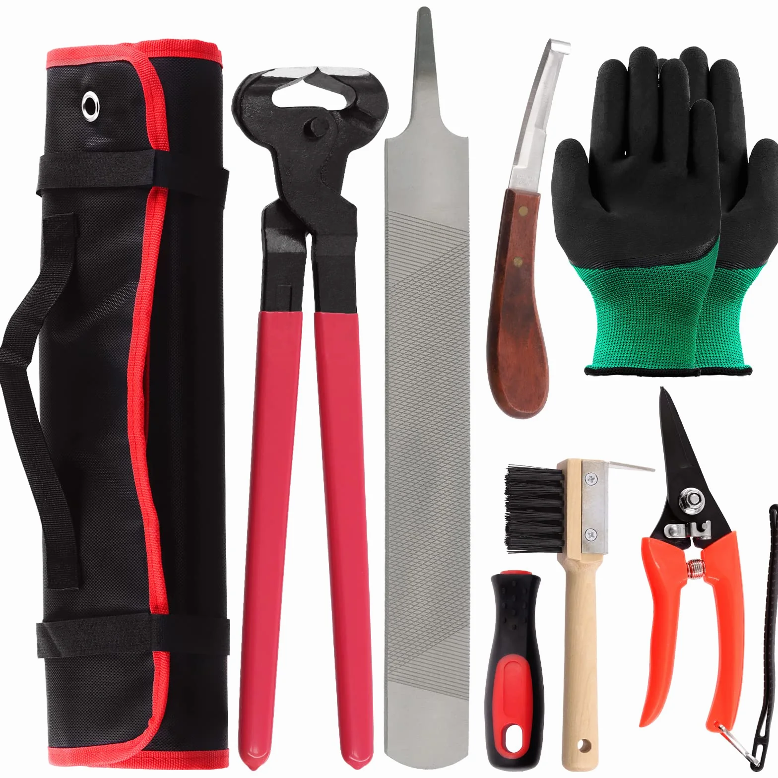Swpeet Kit de 8 pièces d'outils de maréchalerie professionnels avec cisailles, coupe-sabot, lime et pince