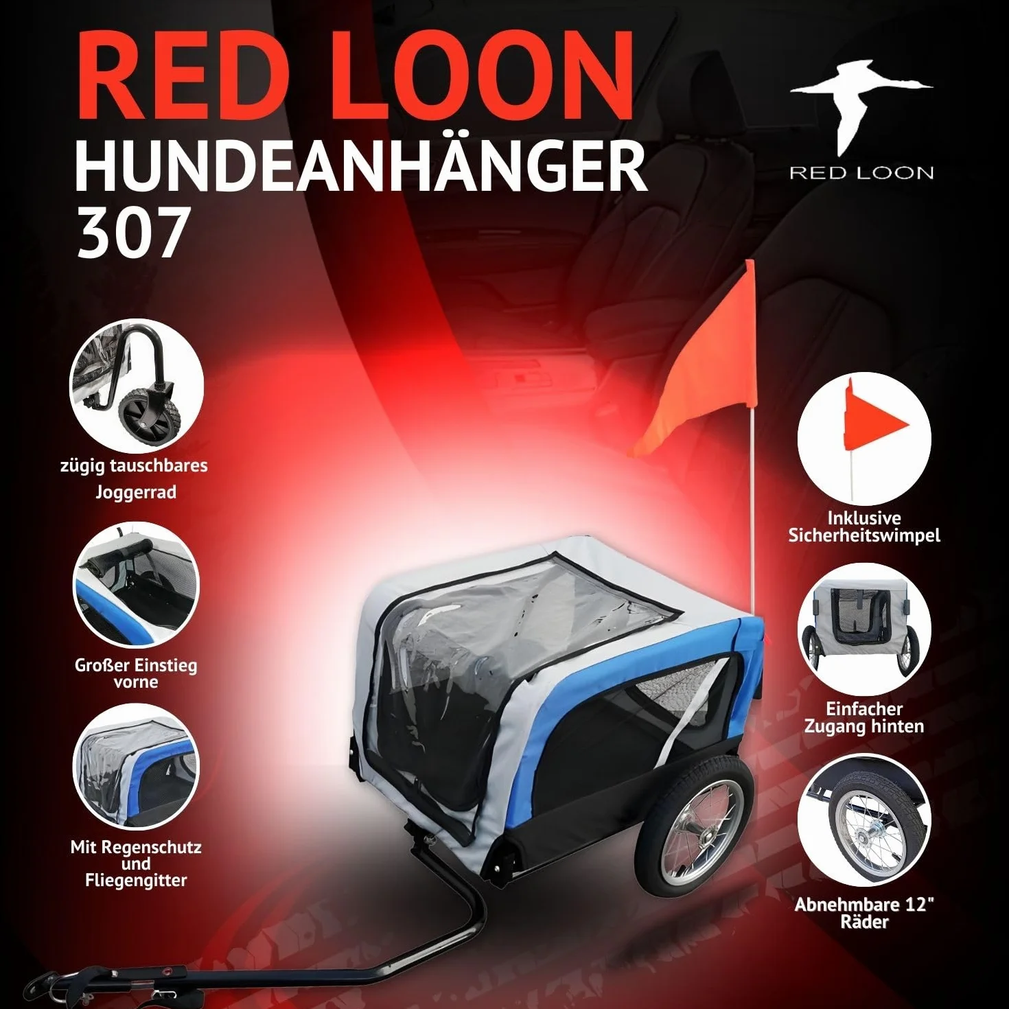 Red Loon Remorque de vélo pour chien Mini remorque de jogging