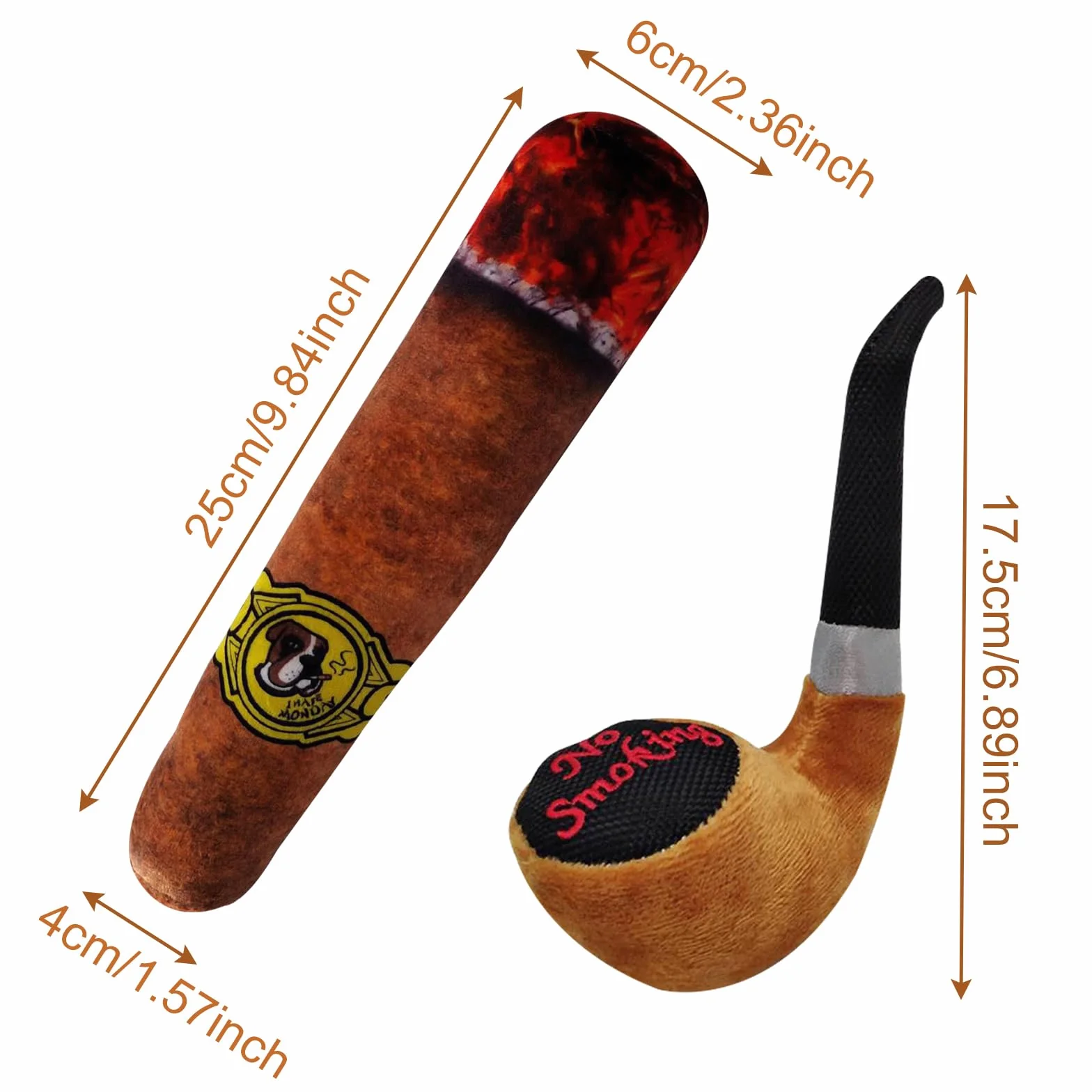 Jouet pour Chien Squeaky en Forme de Cigarette, Peluche avec Papier Froissé 2 Pièces
