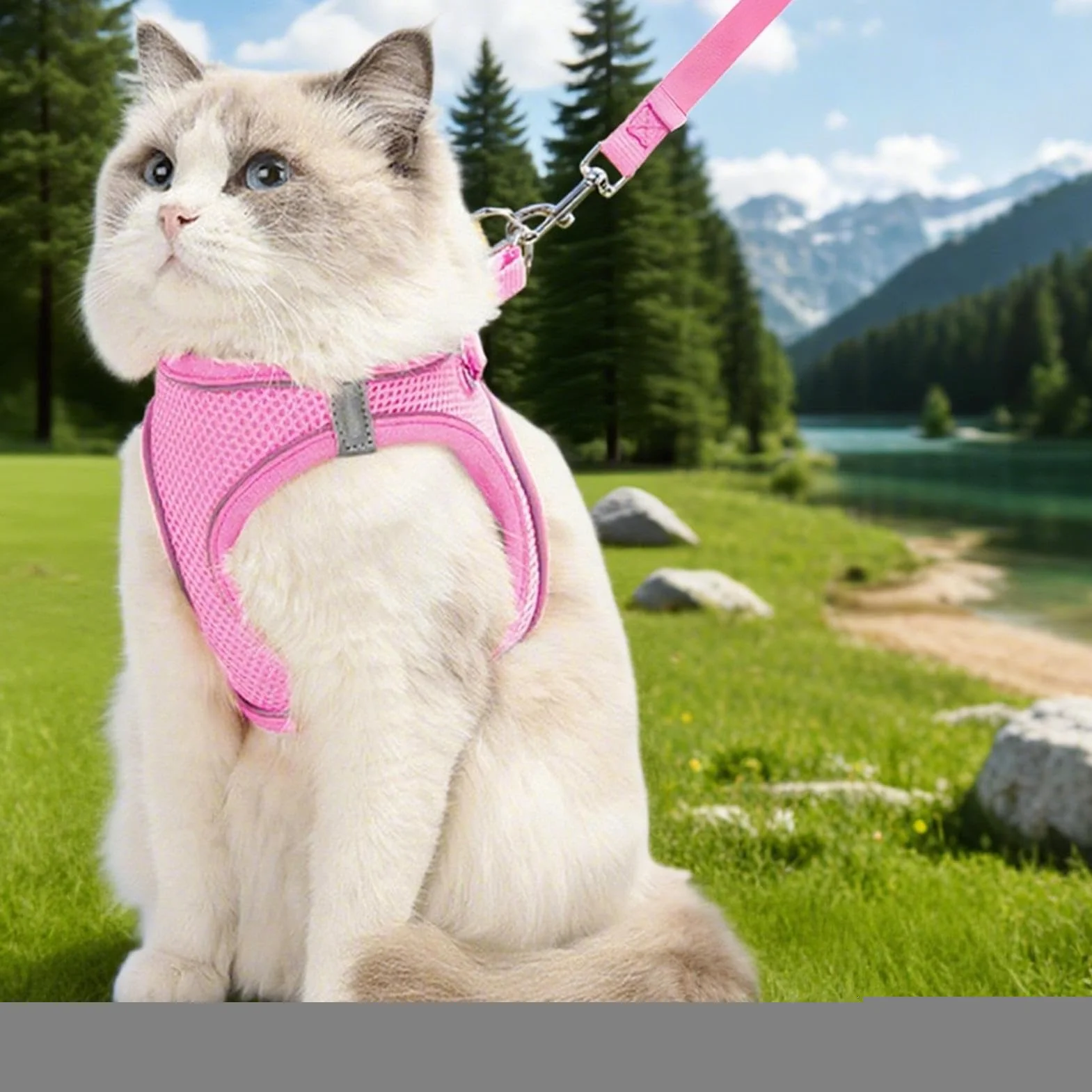 Harnais pour Chat Sécurisé Ajustable Taille S M L Randonnée Camping Extérieur