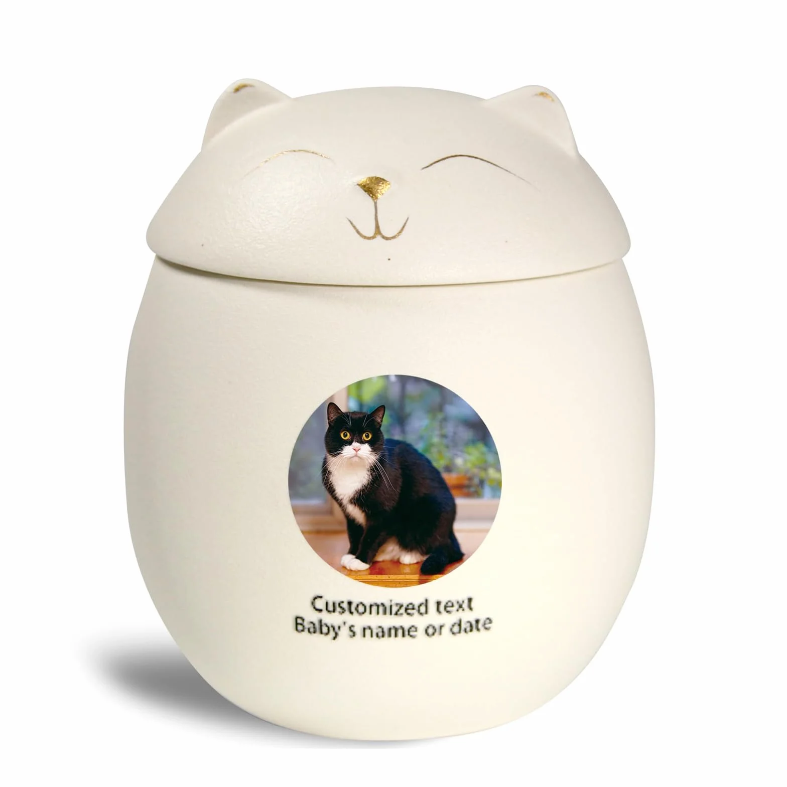 Urne personnalisée pour cendres de chat - Urne de crémation pour animaux de compagnie, Blanc, Grande
