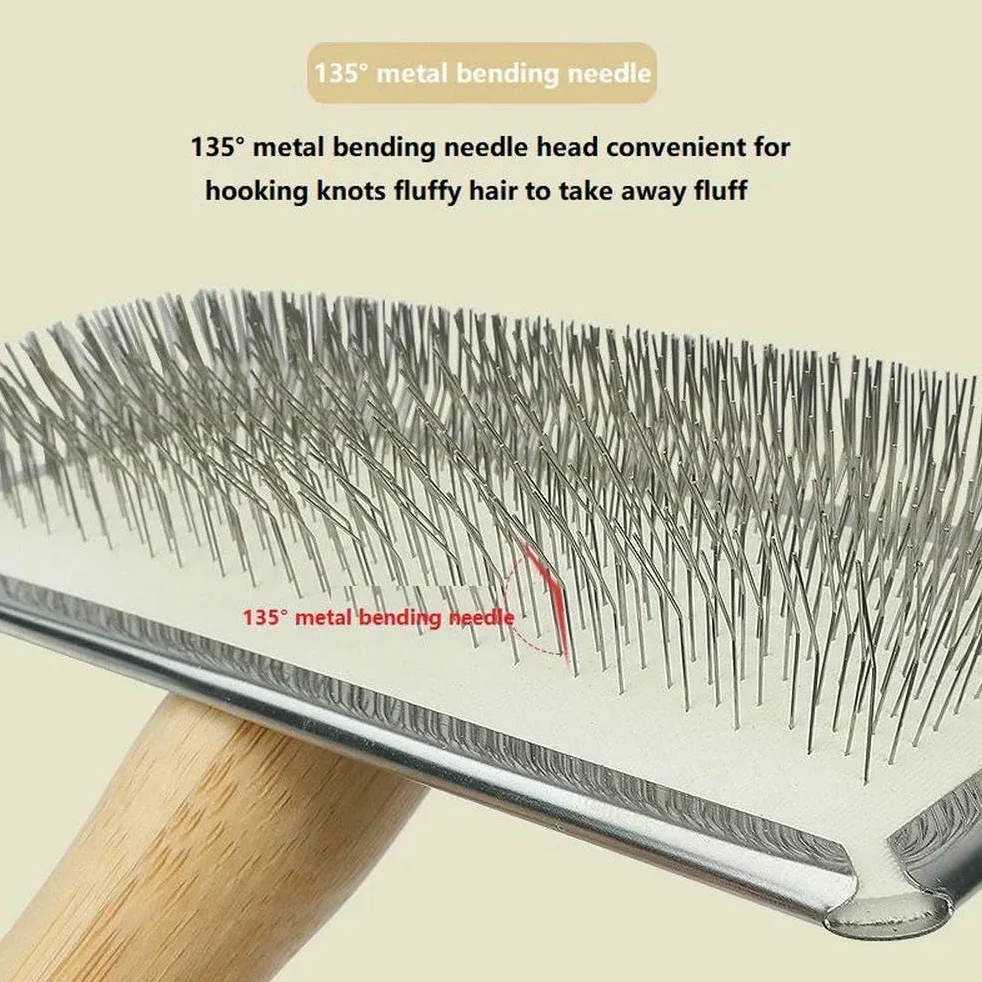 DYRBF Brosse peigne pour chien à poils longs Brosse pour chat Brosse de voiture Poils d'animaux en bois massif Brosse de massage pour chat Brosse de toilettage pour animaux domestiques