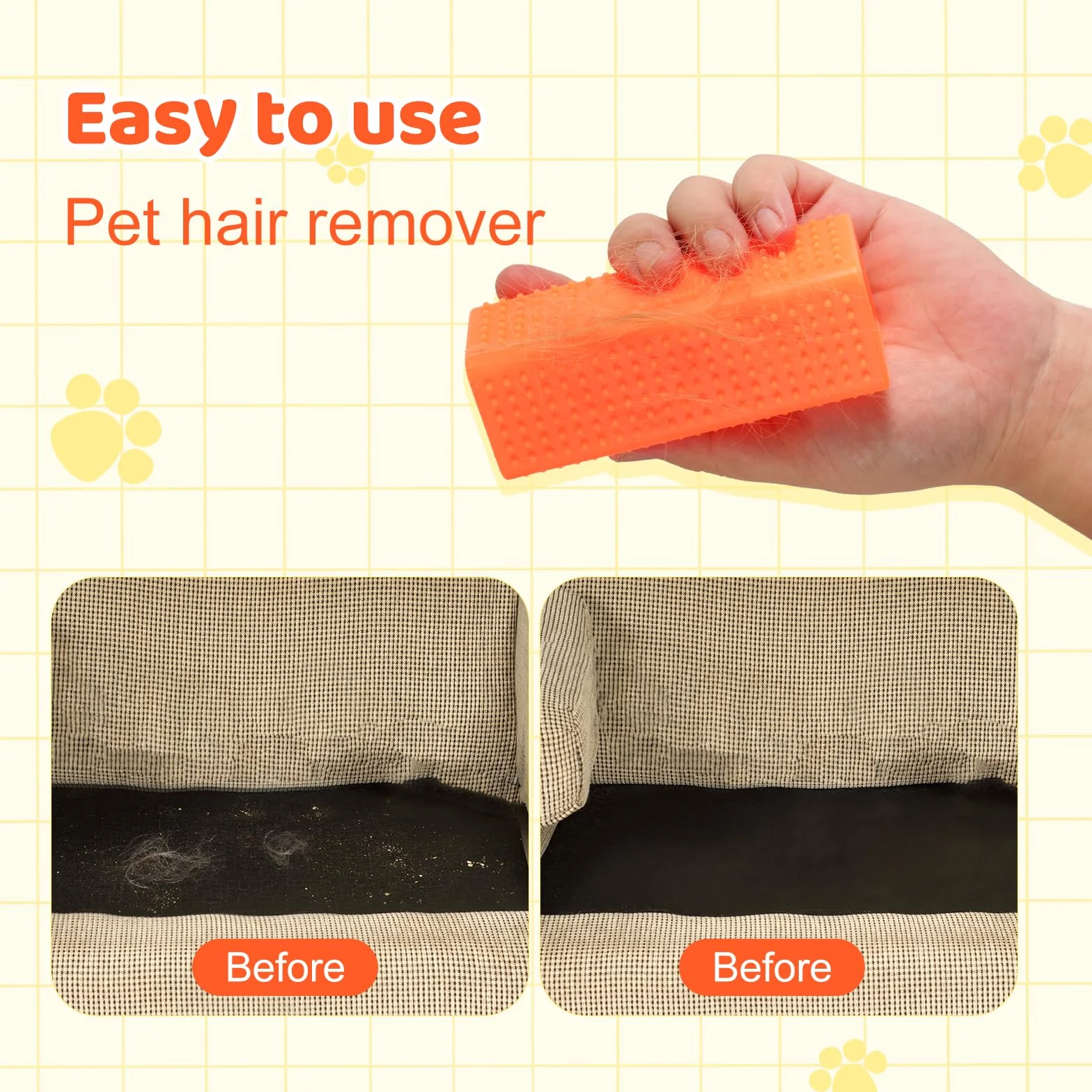 PEUTIER Brosses à Poils d'Animaux en Silicone, Rouleau de Nettoyage de Tapis Portable pour Meubles Canapé Literie