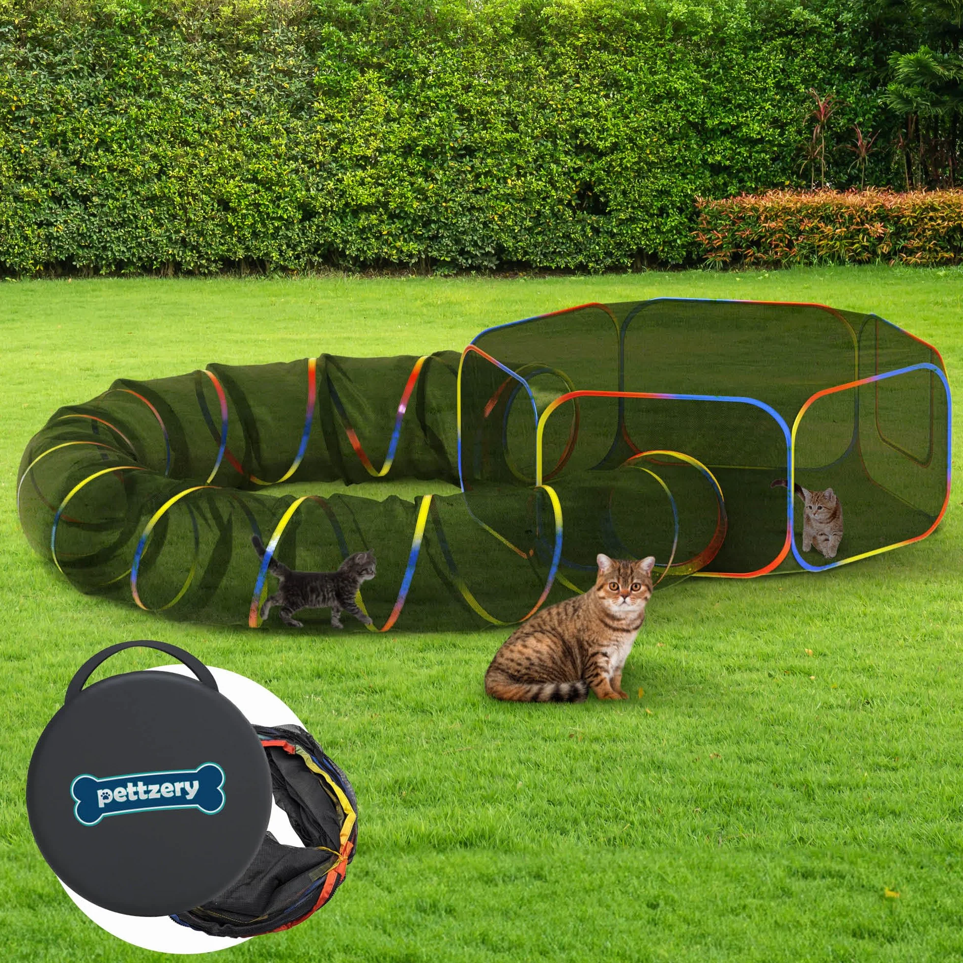 Enclos d'extérieur pour Chat Tente Portable Parc fermé Tunnel pour Chats et Petits Animaux