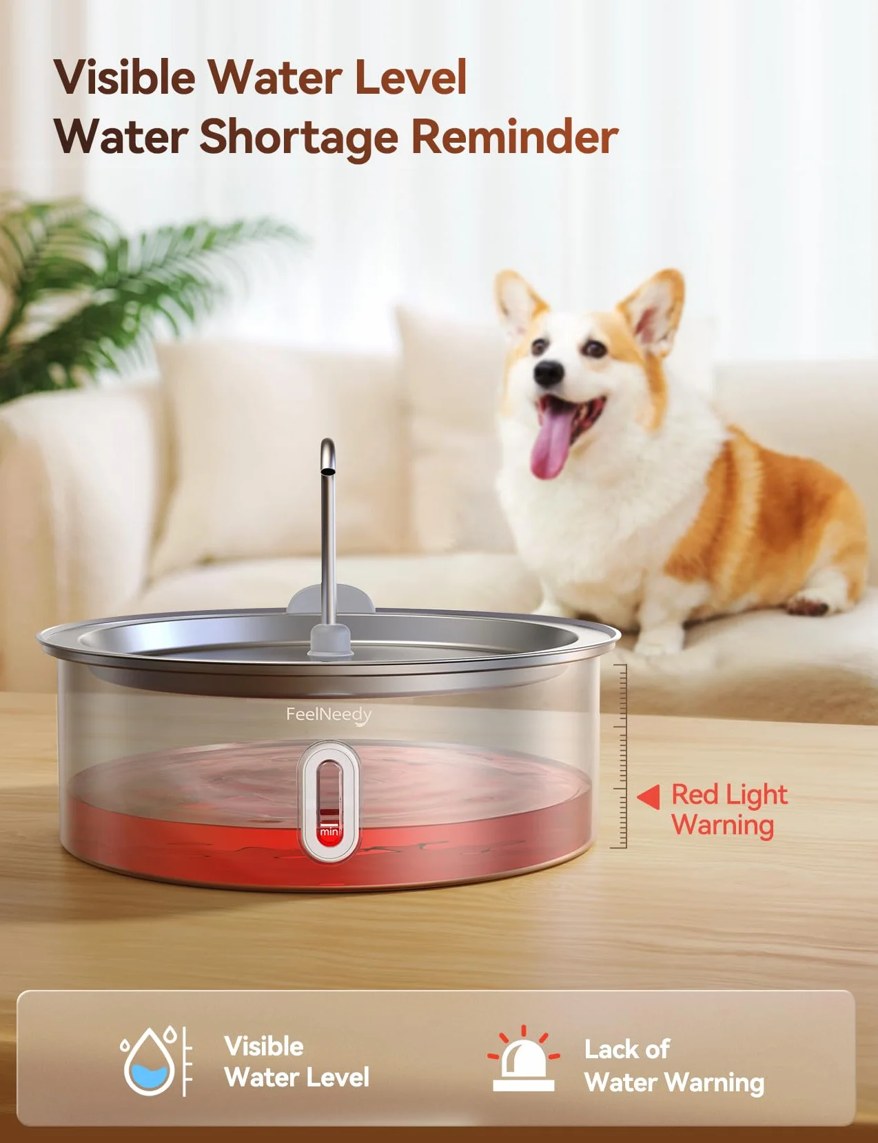 Fontaine à Eau Chien Acier Inoxydable 7L avec 2 Filtres