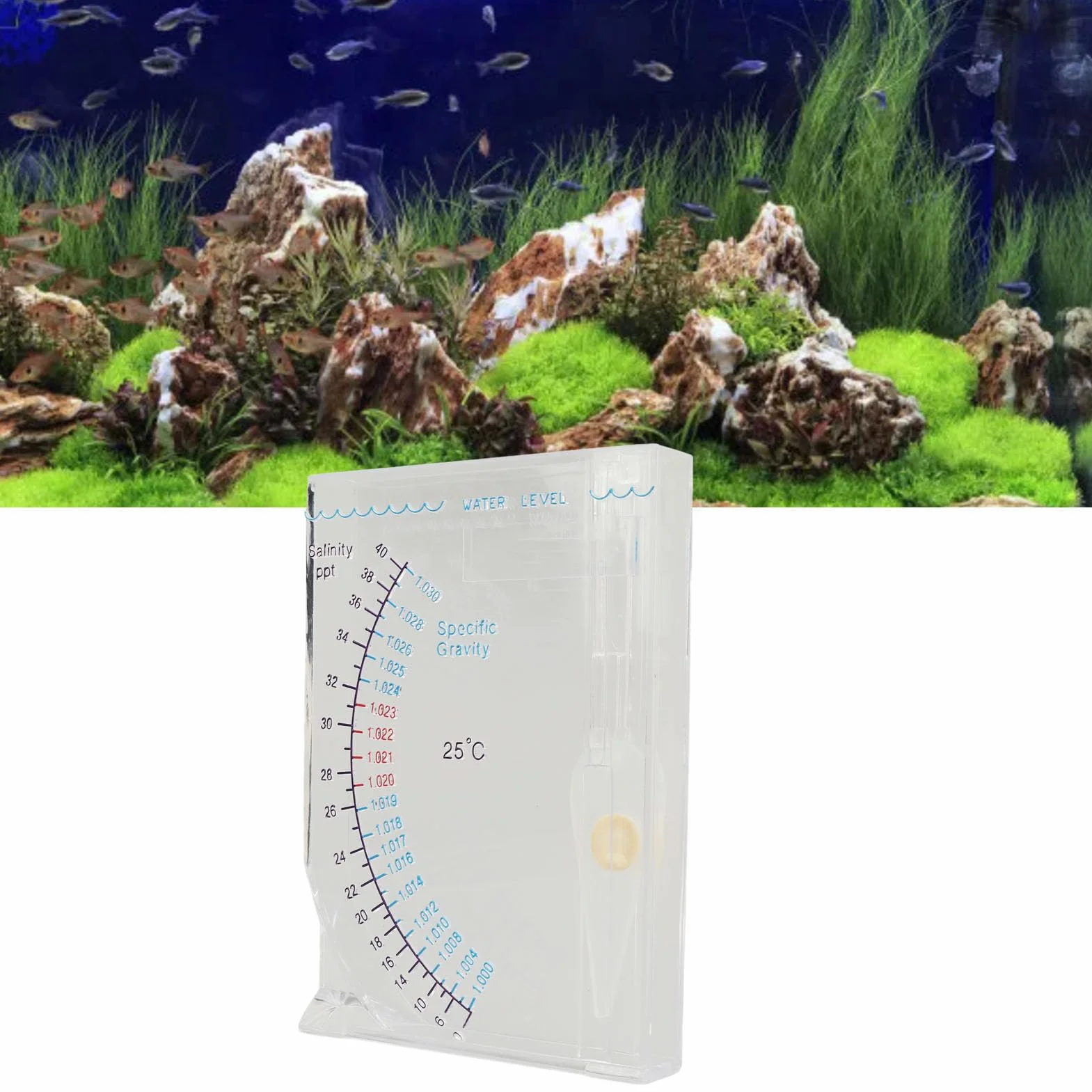 Hydromètre d'aquarium en Plastique Transparent Testeur de Salinité Précis