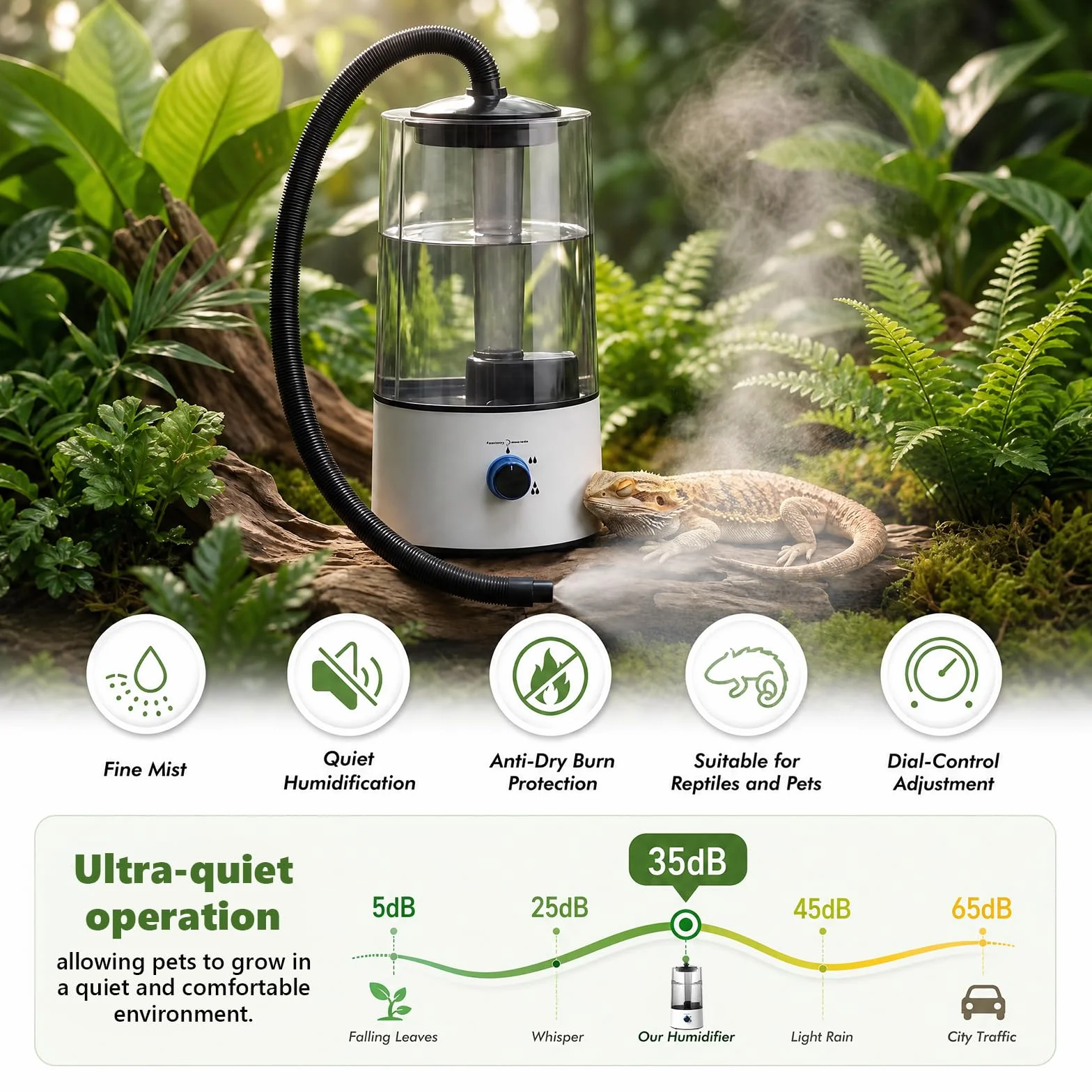 Humidificateur intelligent pour reptiles 4 l réglage taille pulvérisation trois niveaux