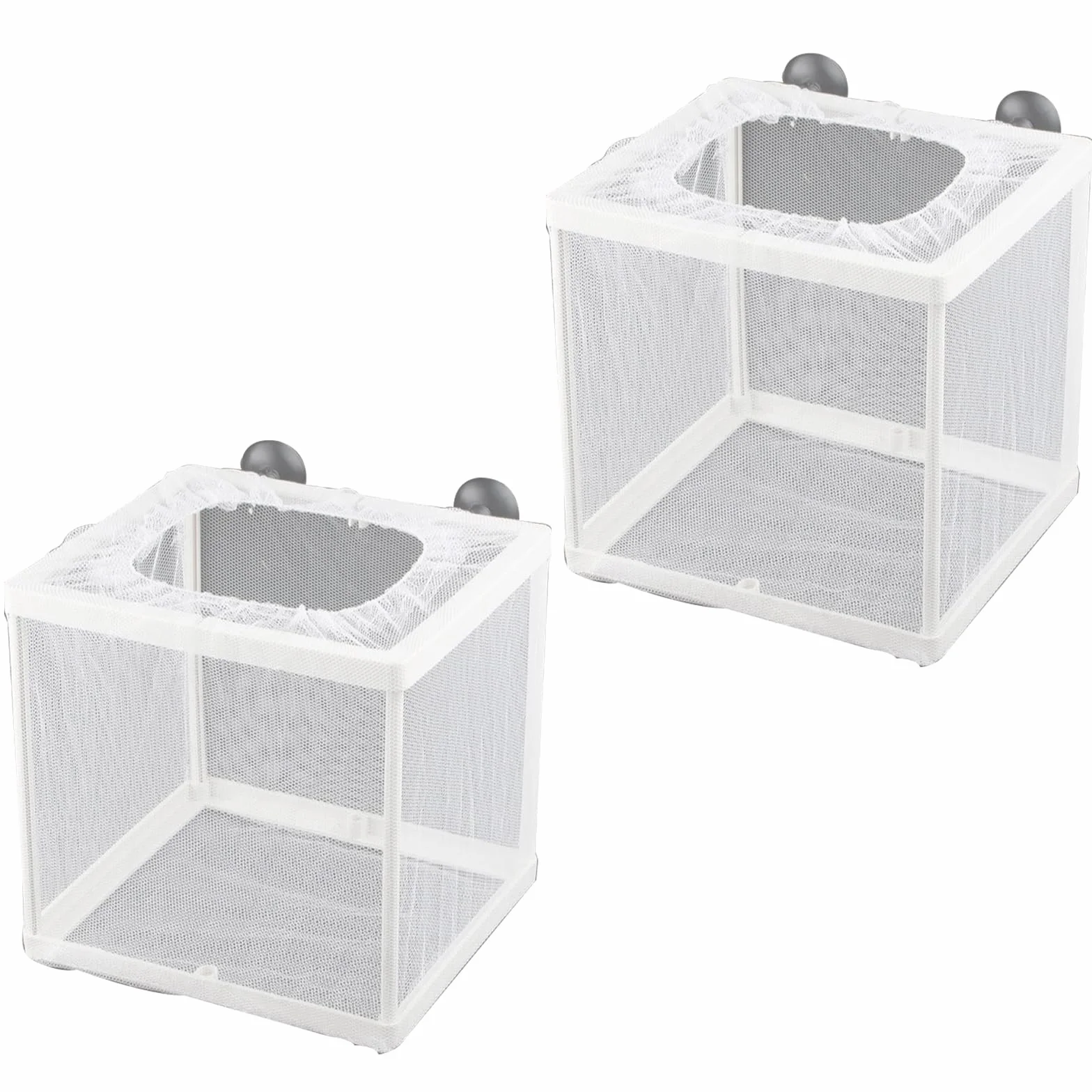 Pondoir Aquarium Filet d'Élevage de Poisson Couveuse, 2 Pièces, avec 4 Ventouses, 14,5 x 15,5 x 16cm