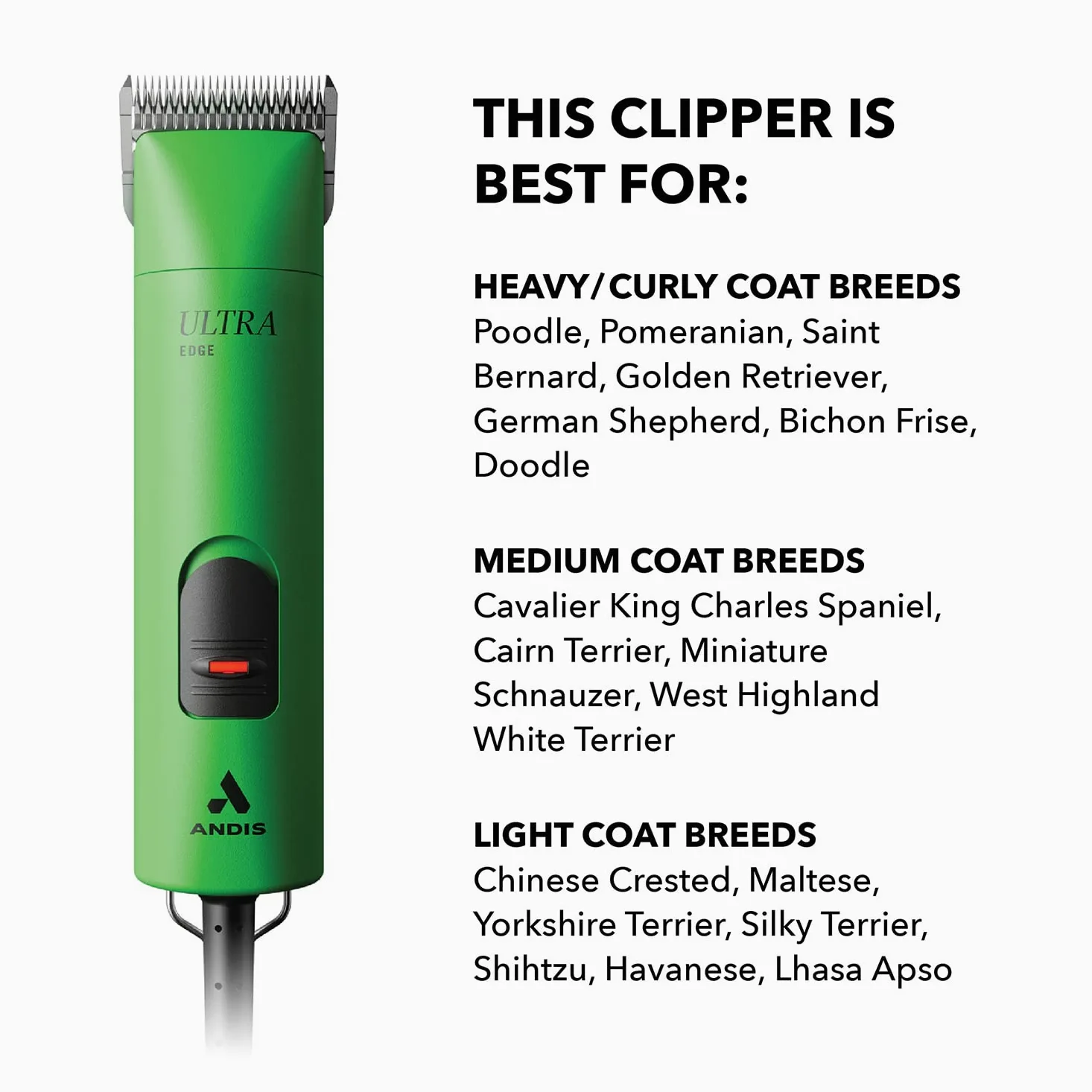 Andis UltraEdge Super 24715 Tondeuse à lame amovible à 2 vitesses, toilettage professionnel pour animaux/chiens, vert printemps, AGC2