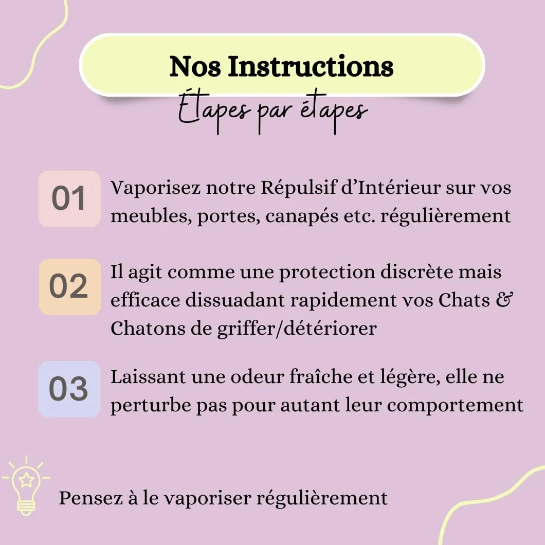 Spray Répulsif Intérieur Anti-Griffes Chats & Chatons, Naturel et Végétal, Eau de Lavande Bio, 100% Français