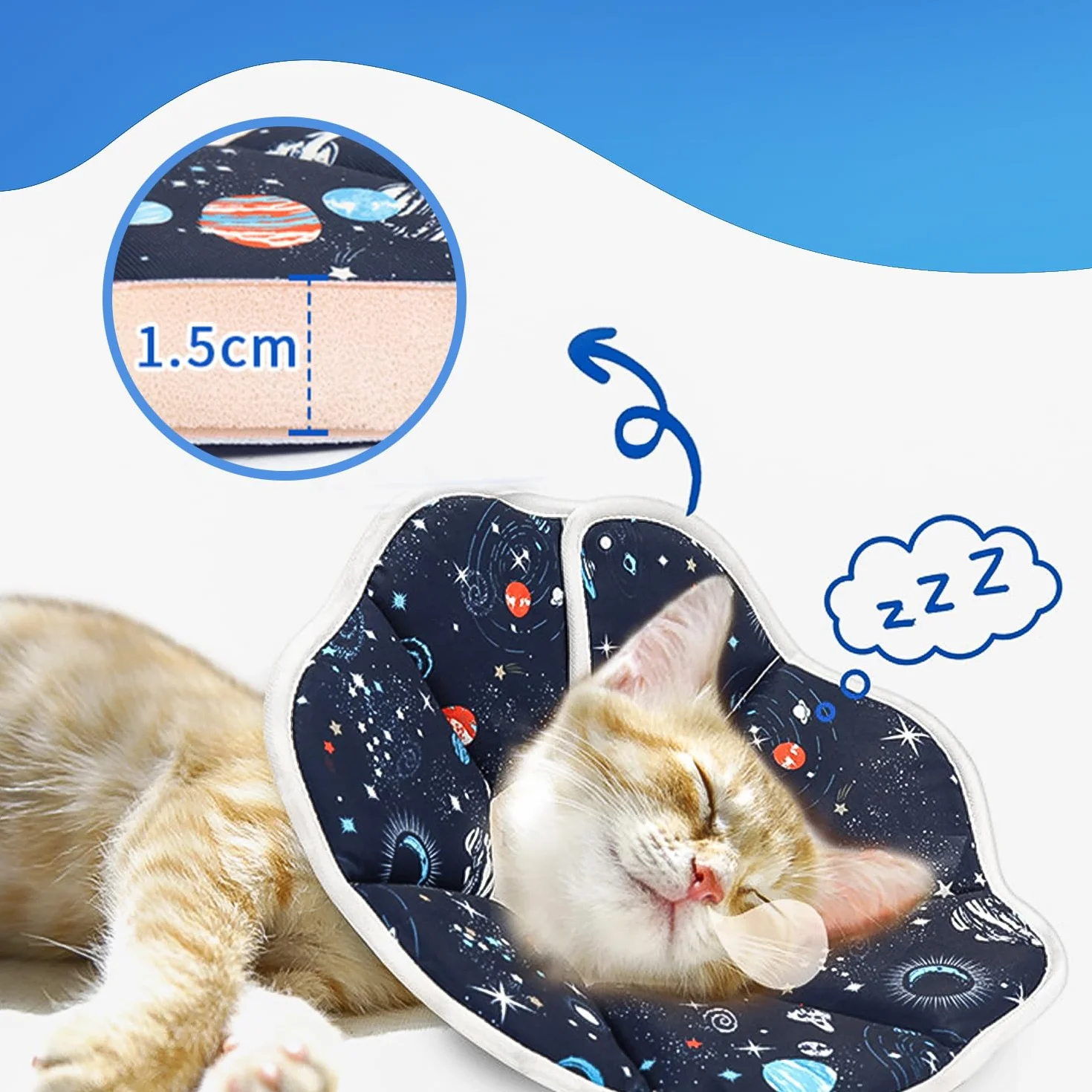 Collier Donut pour Chat Taille S réglable Post-opératoire évite léchages griffures 13-25 cm