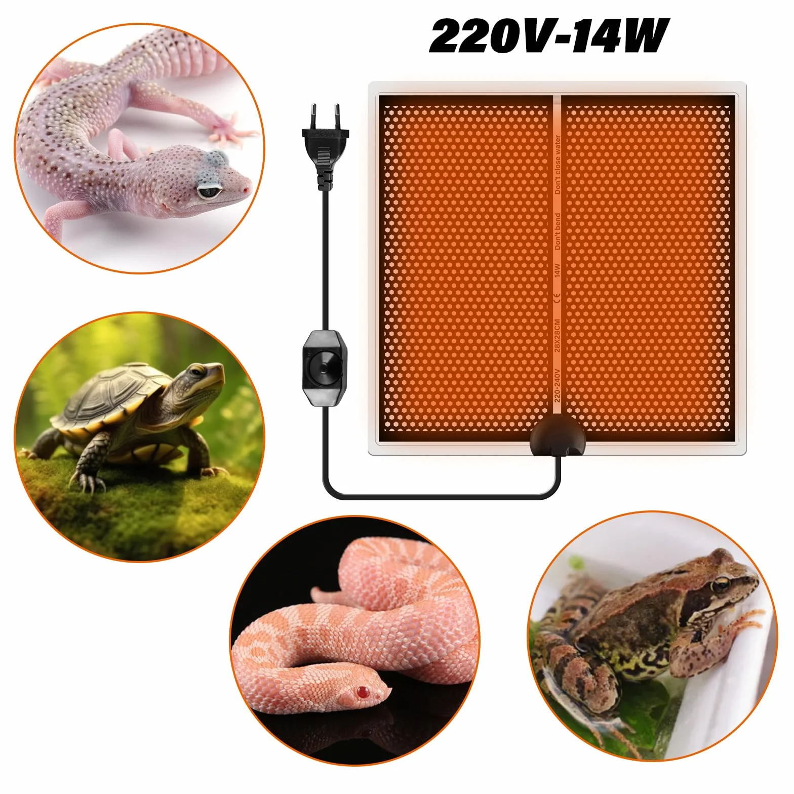 Tapis Chauffant Terrarium 2 Pièces 14W avec Régulation de Température pour Reptiles