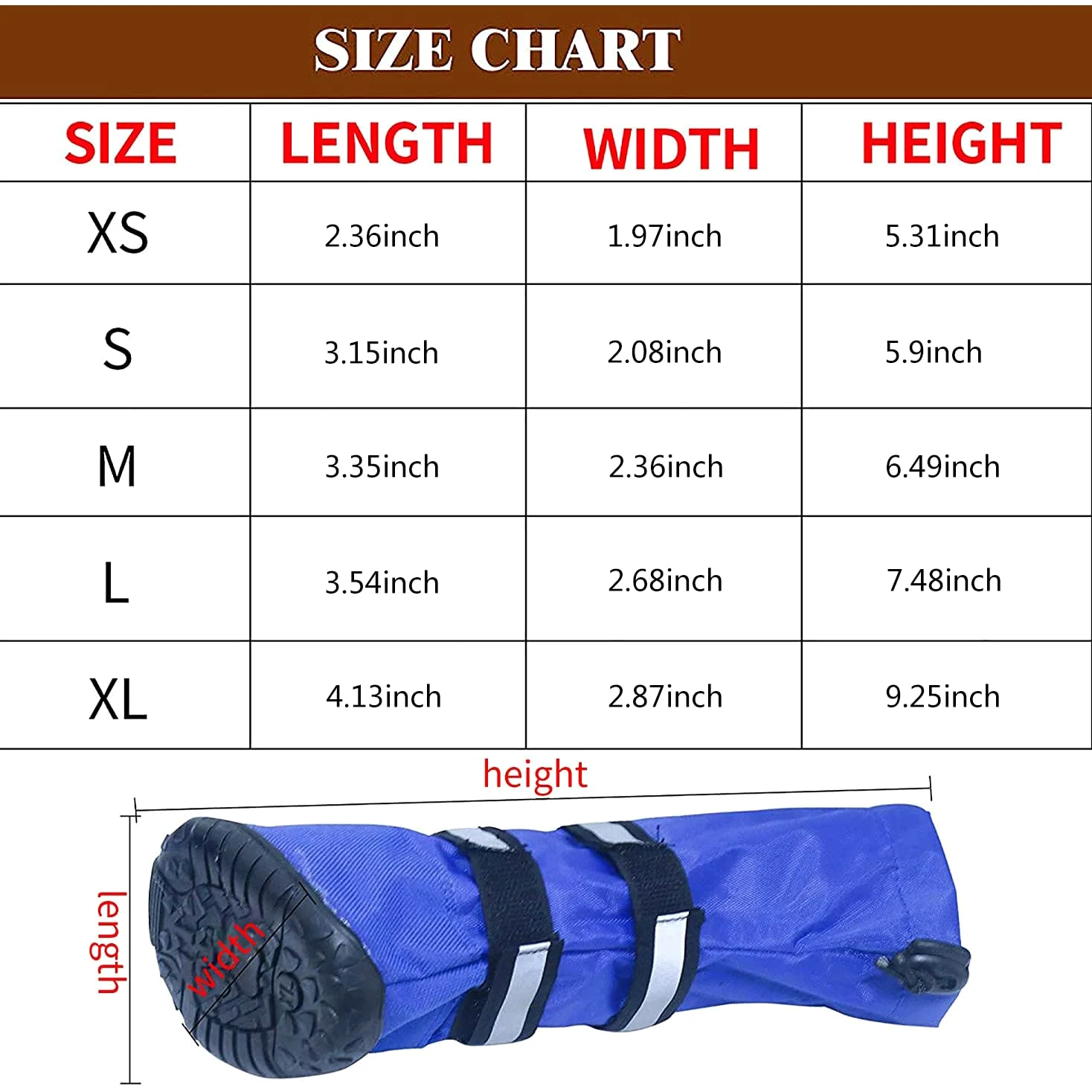 URBEST Chaussons pour Chien imperméables avec Doublure Chaude et Semelle antidérapante en Caoutchouc pour Hiver pour Chiens de Taille Moyenne et Grande