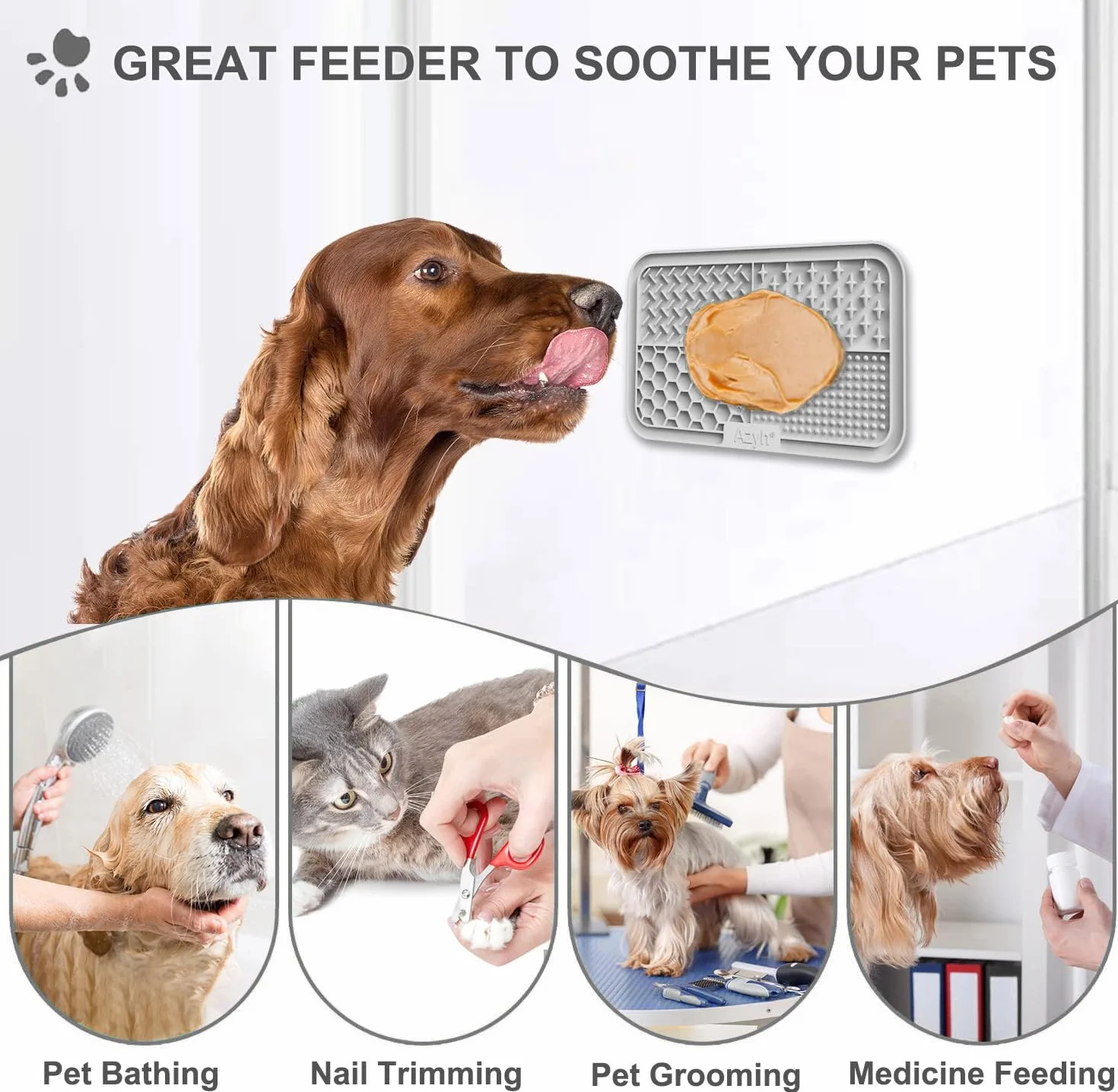 Lot de 2 Tapis à lécher pour Chiens et Chats - Jouet apaisant - Passe au Lave-Vaisselle - Tapis d'alimentation