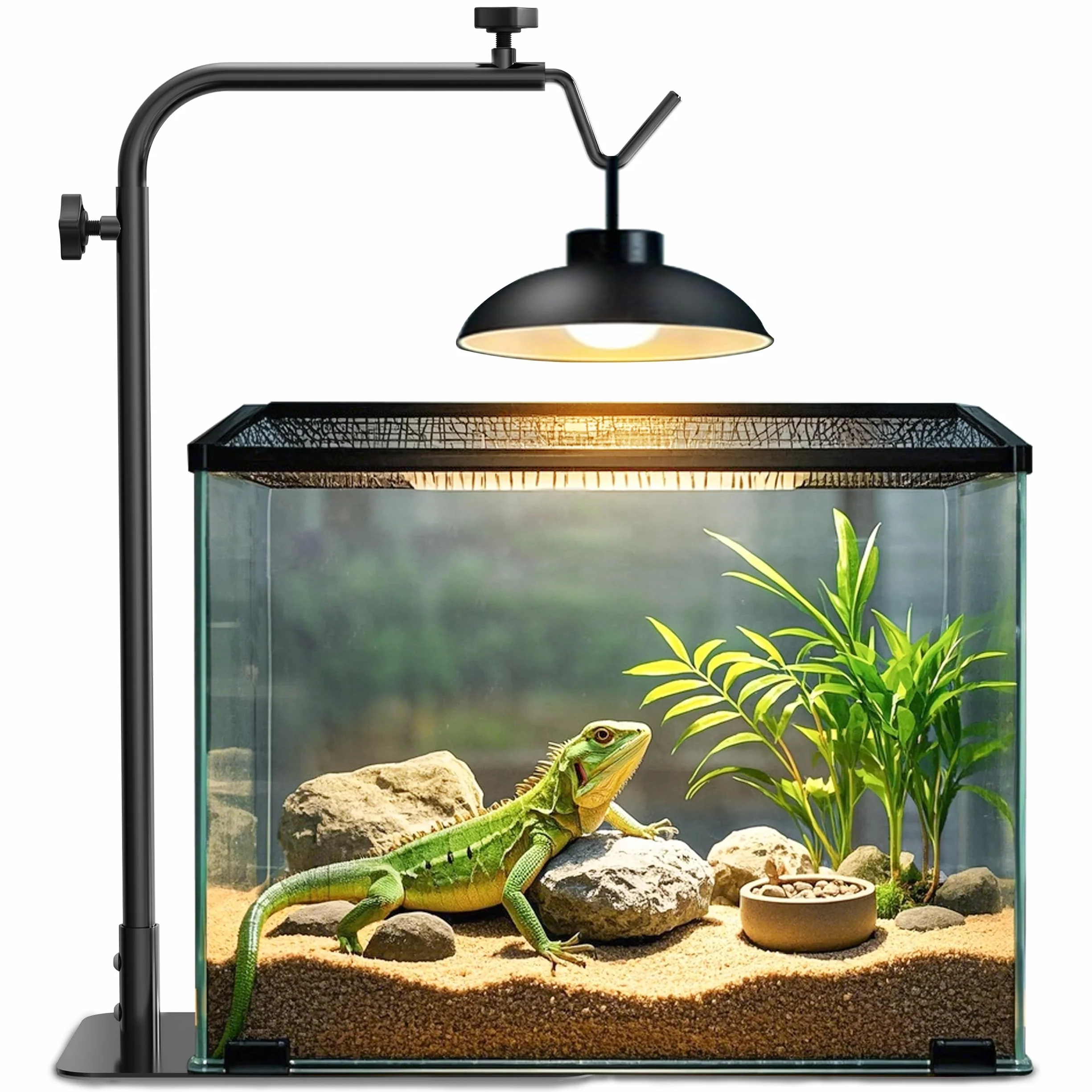 Support lampe chauffante reptiles réglable 45,7–81,3 cm base lourde pour terrarium