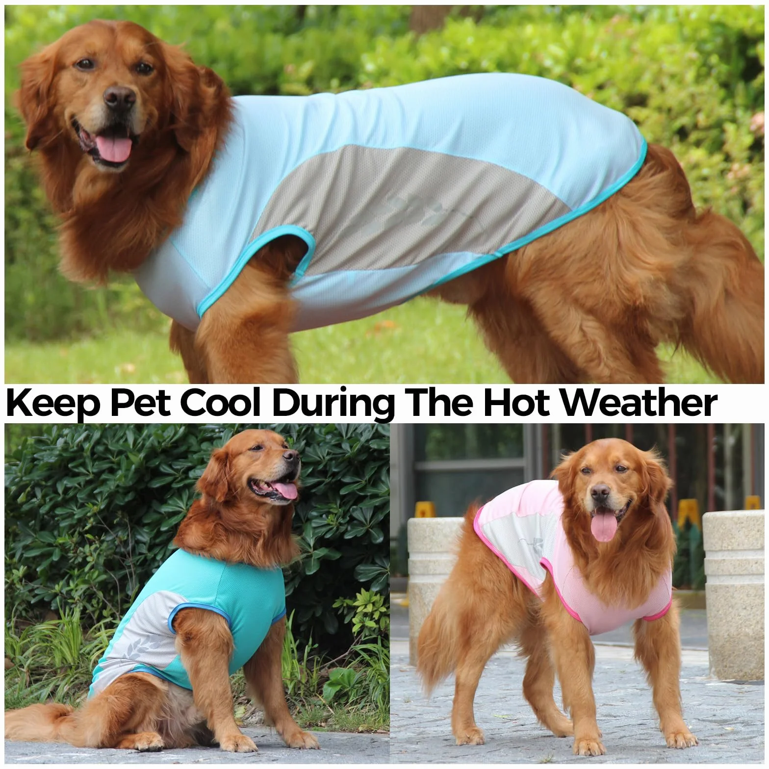 T-Shirt Rafraîchissant Chien Manteau Fraicheur Chien Gilet Fraicheur Dog Cooling Jacket Rose 9XL
