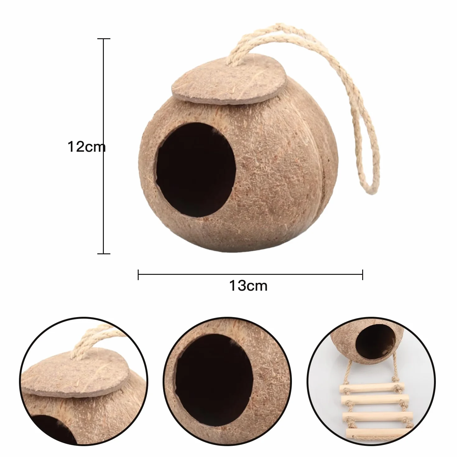 MEISH Coco Husk Cabane pour reptiles avec échelle et cachette