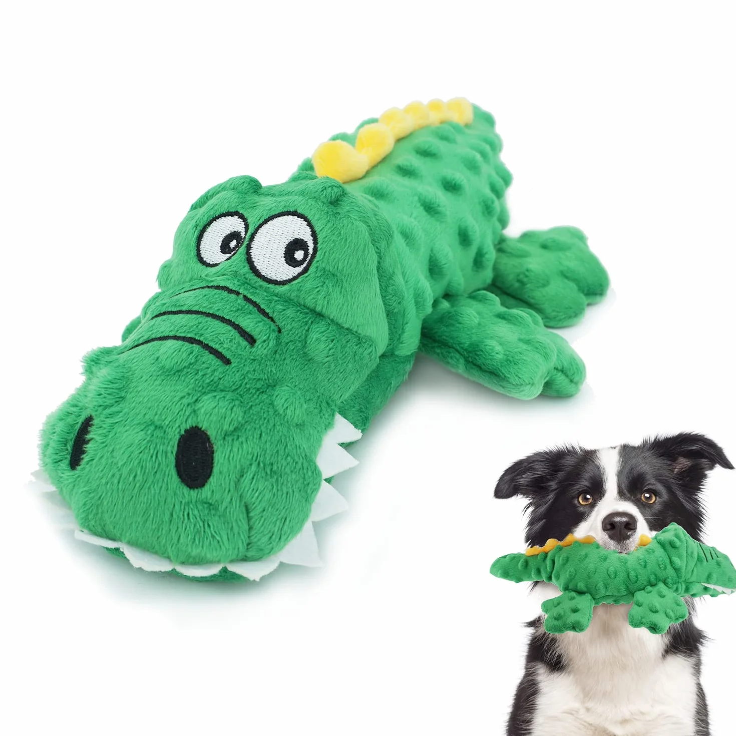 Jouets Sonores en Peluche pour Chiens, Crocodile à Mâcher Sécuritaire, Vert