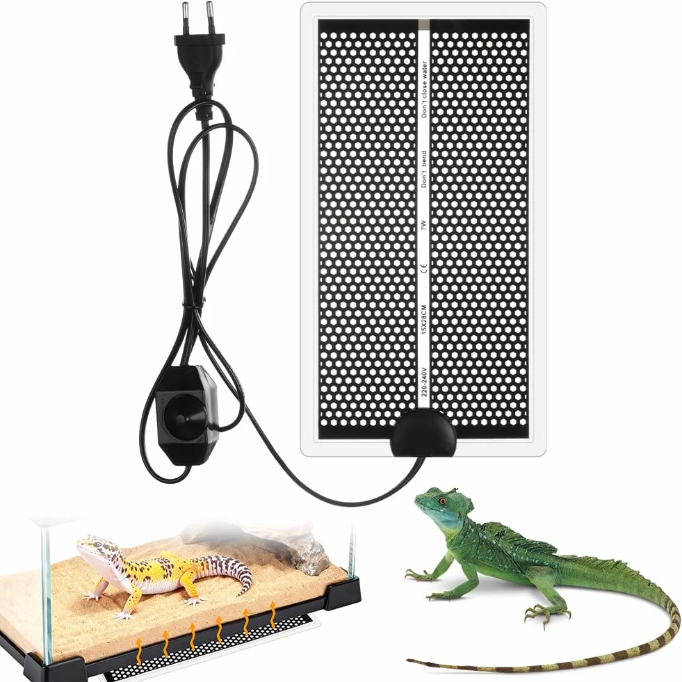 Tapis Chauffant Reptile 15x28cm 7W Terrarium Réglable Contrôle Température