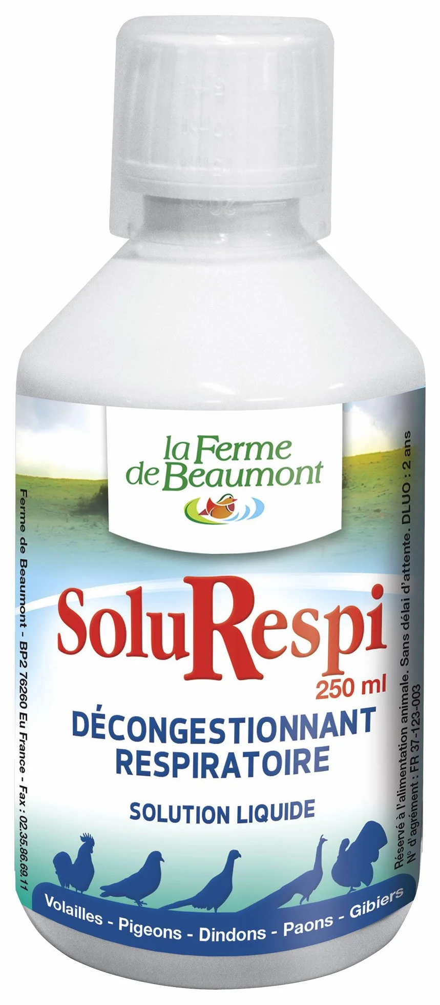 Ferme de Beaumont SoluRespi 250 ML - Décongestionnant respiratoire Liquide concentré volailles
