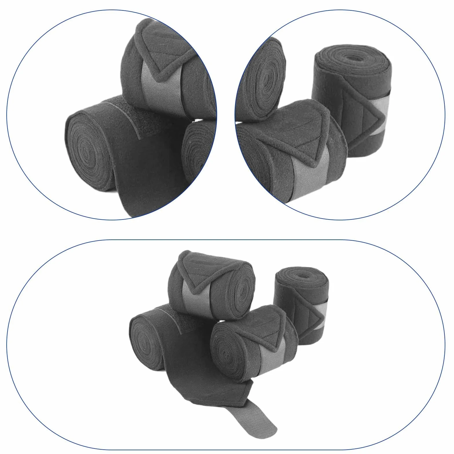 Baoblaze 4 Pièces Bandes de Soutien pour Chevaux Guêtres de Protection des Tendons en Tissu Polaire