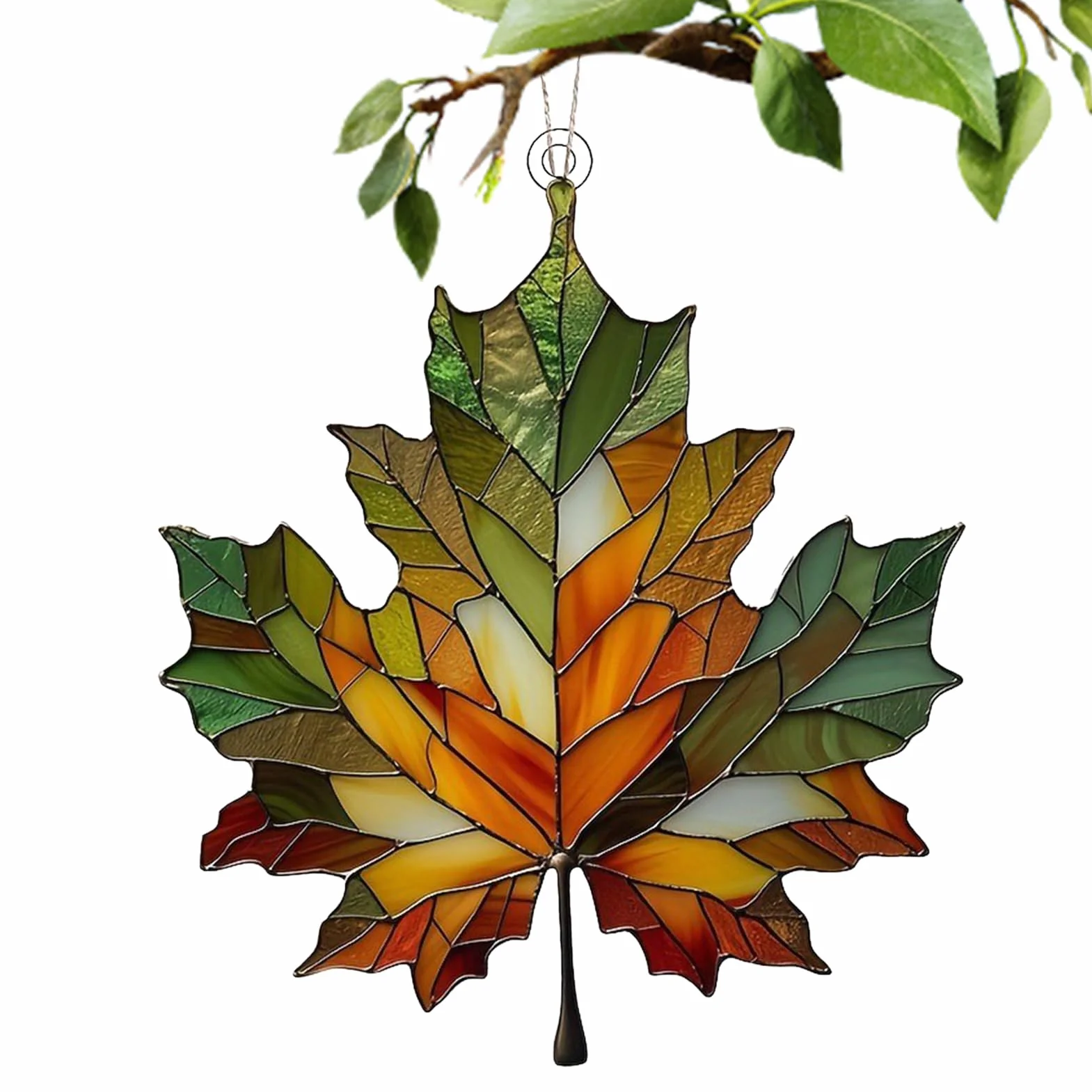 Ornements de feuilles teintées Décoration murale en feuilles d'automne acrylique