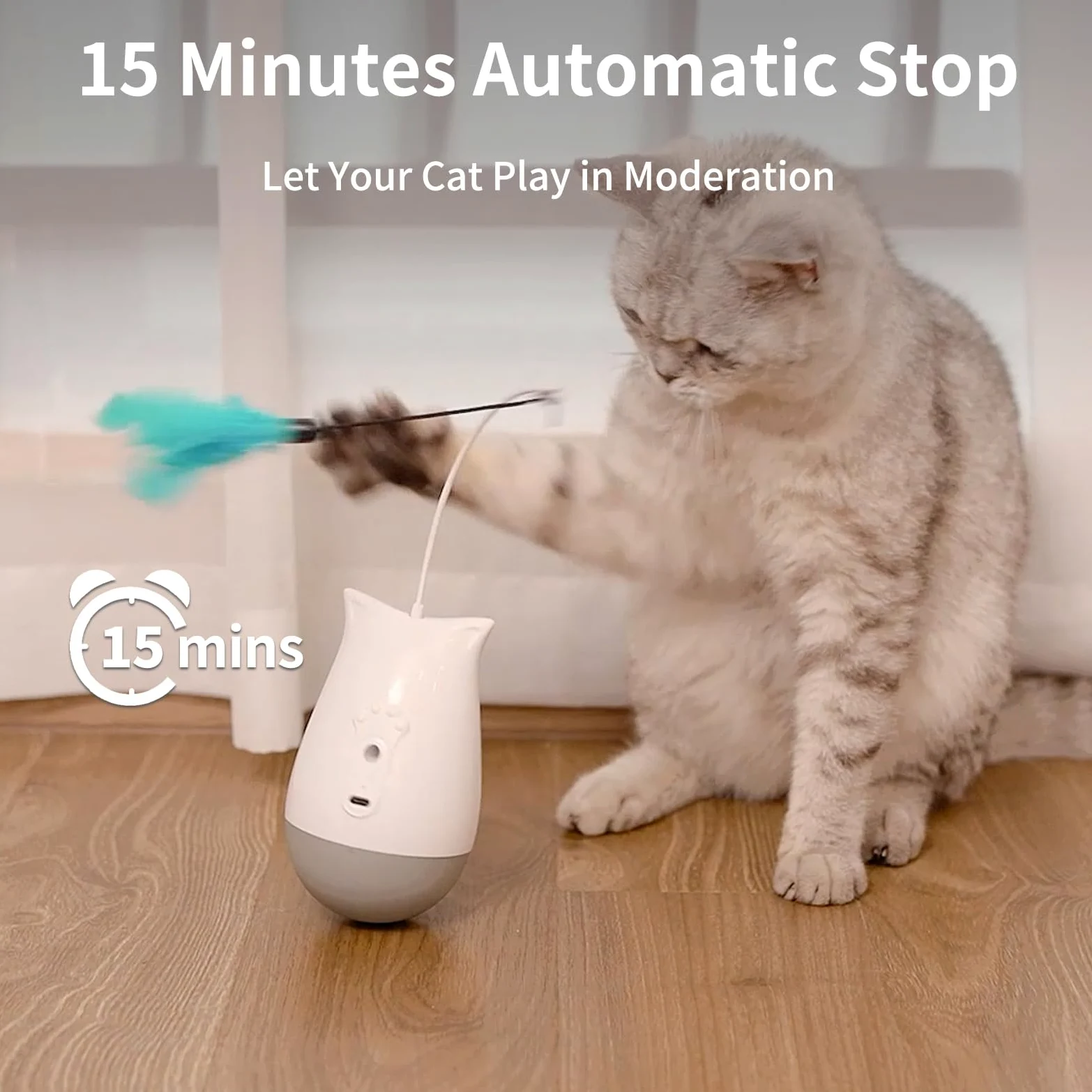 DOEL Jouets interactifs pour chats d'intérieur ennuyés avec 2 modèles, rechargeable automatique en plumes, design gobelet, cadeau d'exercice électrique, stimulation mobile pour chasser et chasser