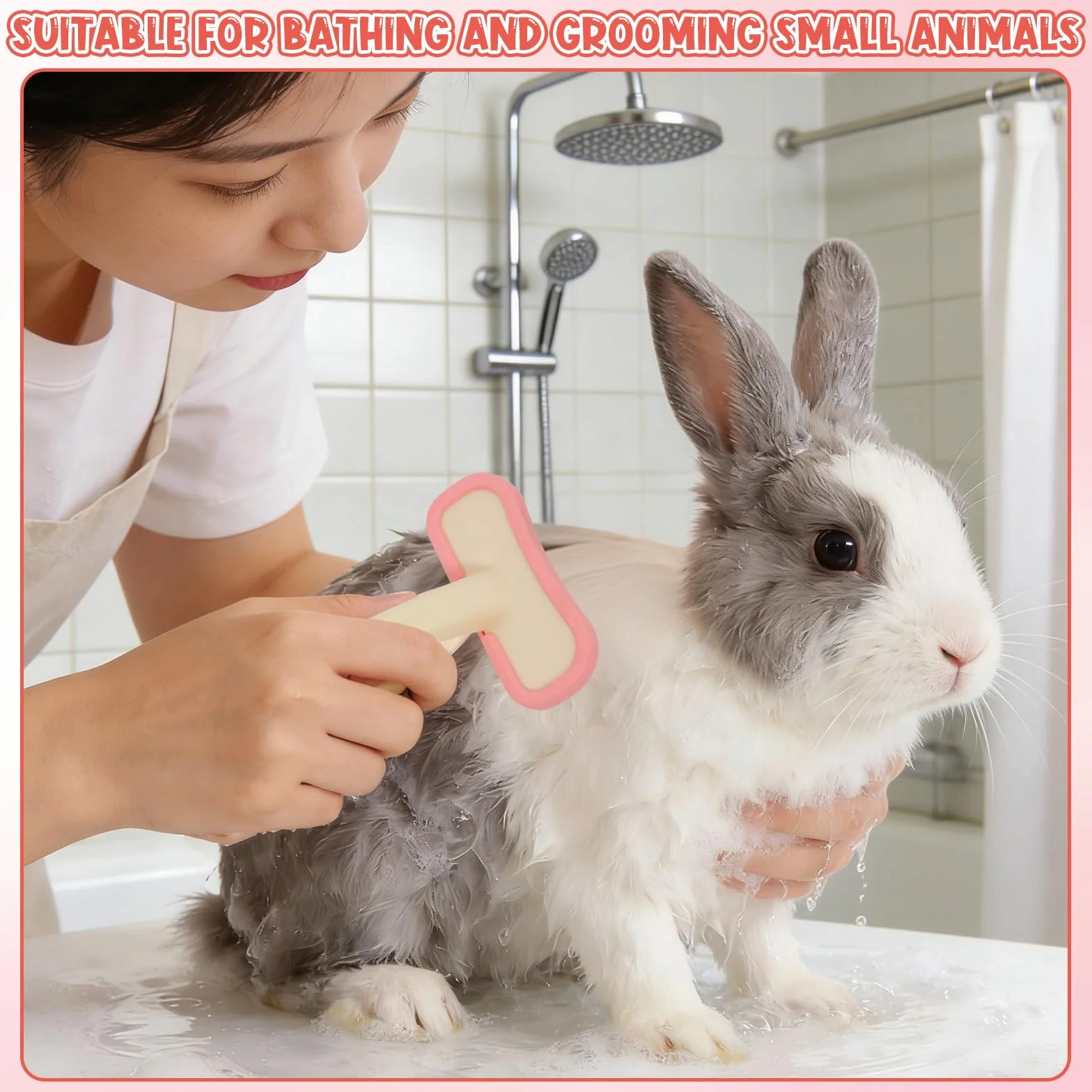 Brosse pour lapin en silicone souple, peigne de massage pour petits animaux, kit de toilettage pour chats et chiots
