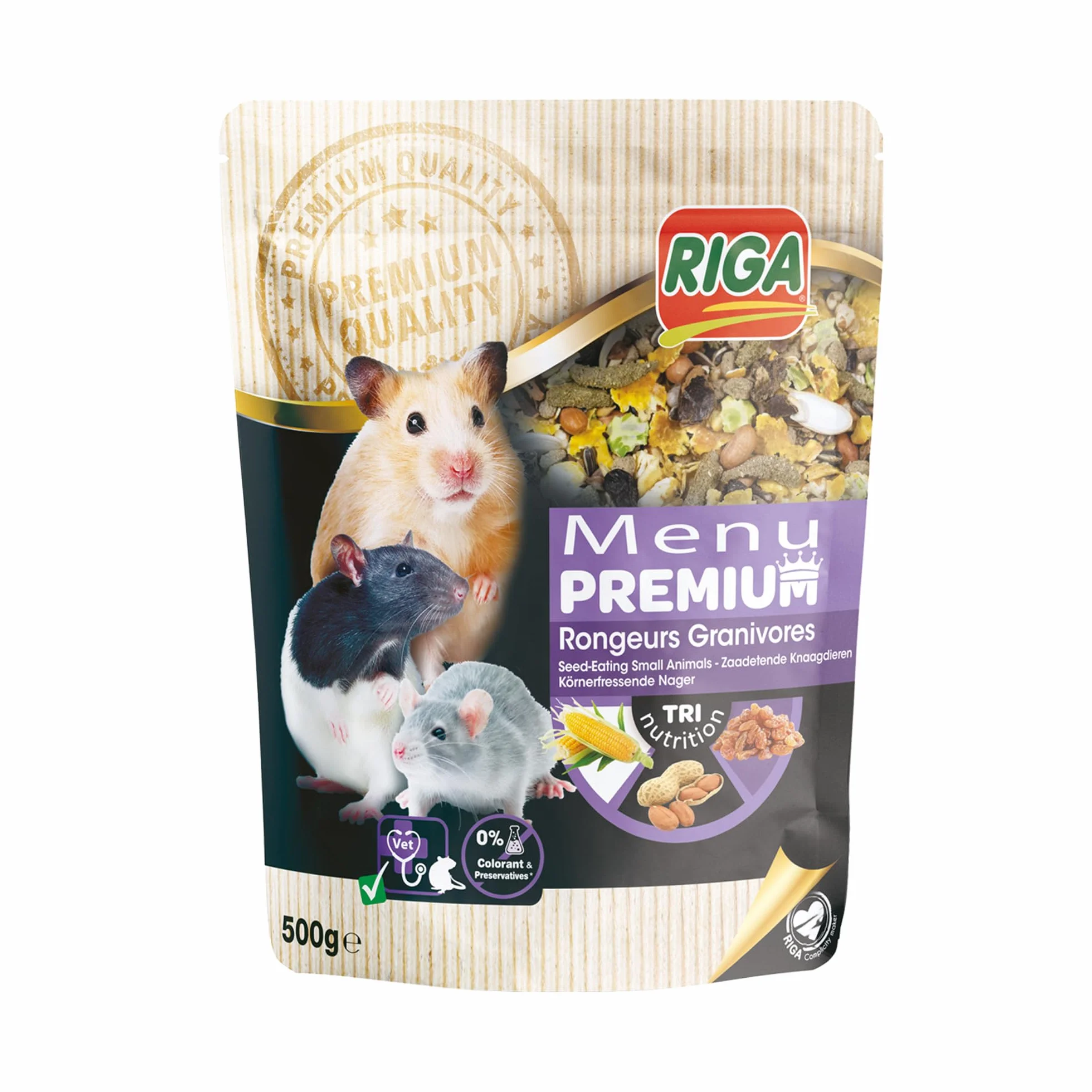 Menu Premium pour Rongeur Granivores Riga - Mélange de Graines, Céréales, Légumes, Fruits et Noix - 500 g