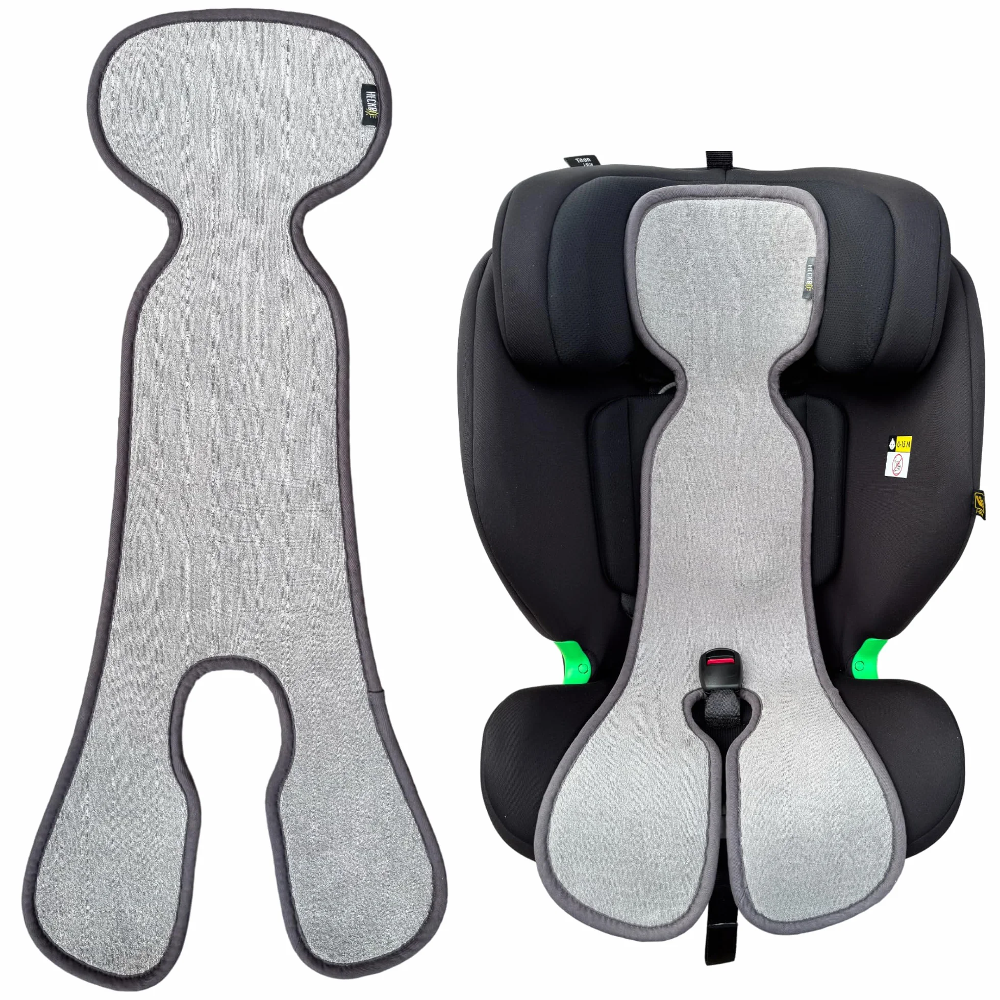 HECKBO Housse de siège été enfant – Coussin respirant anti-transpiration pour siège auto & poussette – Groupe 1 (3 & 5 points) – Gris