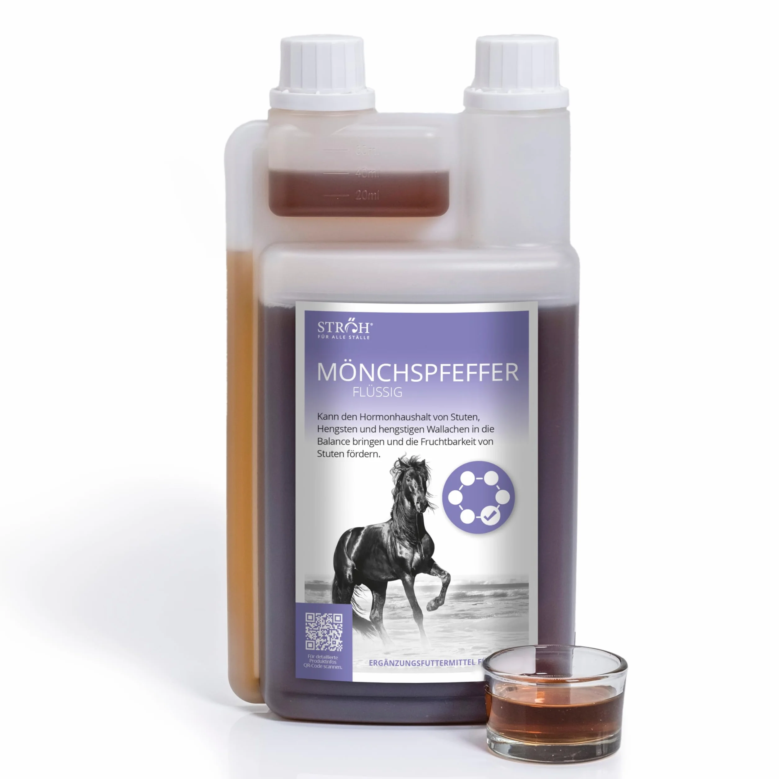 STRÖH Poivre moine pour chevaux 1 l flacon doseur équilibre hormonal juments étalons