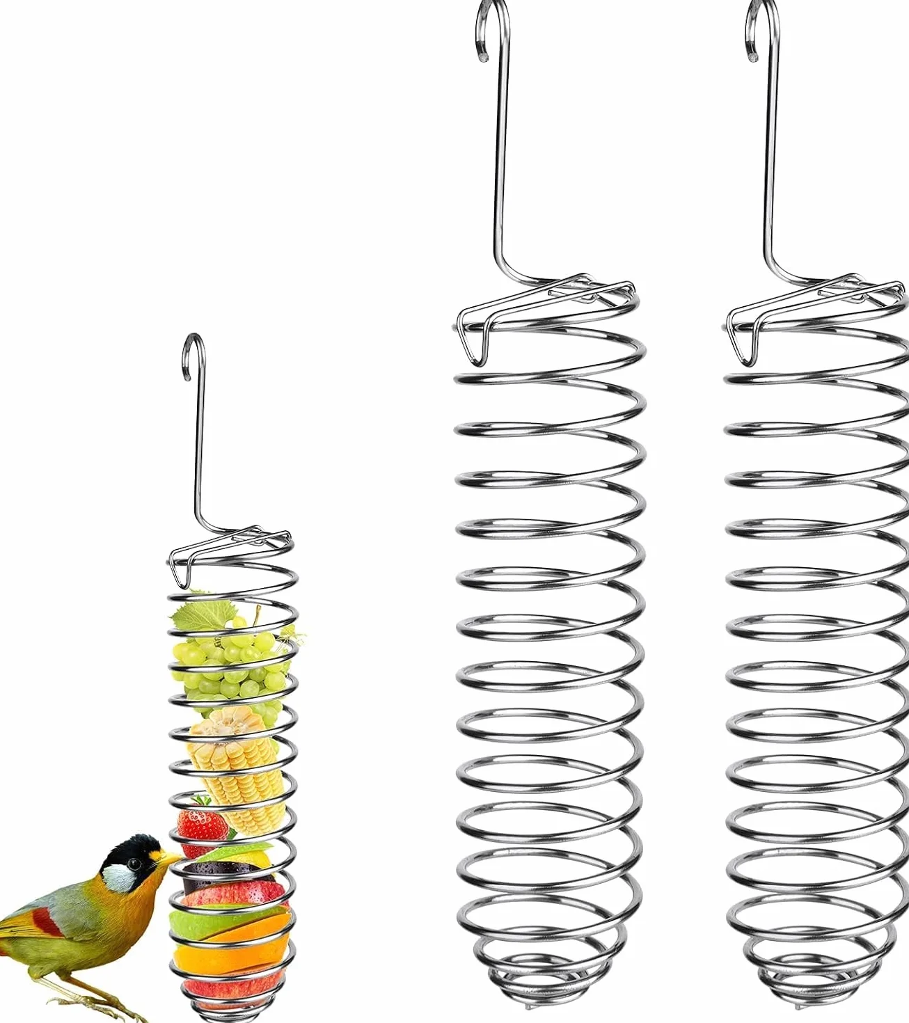 Mangeoire Suspendue pour Perroquet 2PCS Acier Inoxydable Cage Alimentation