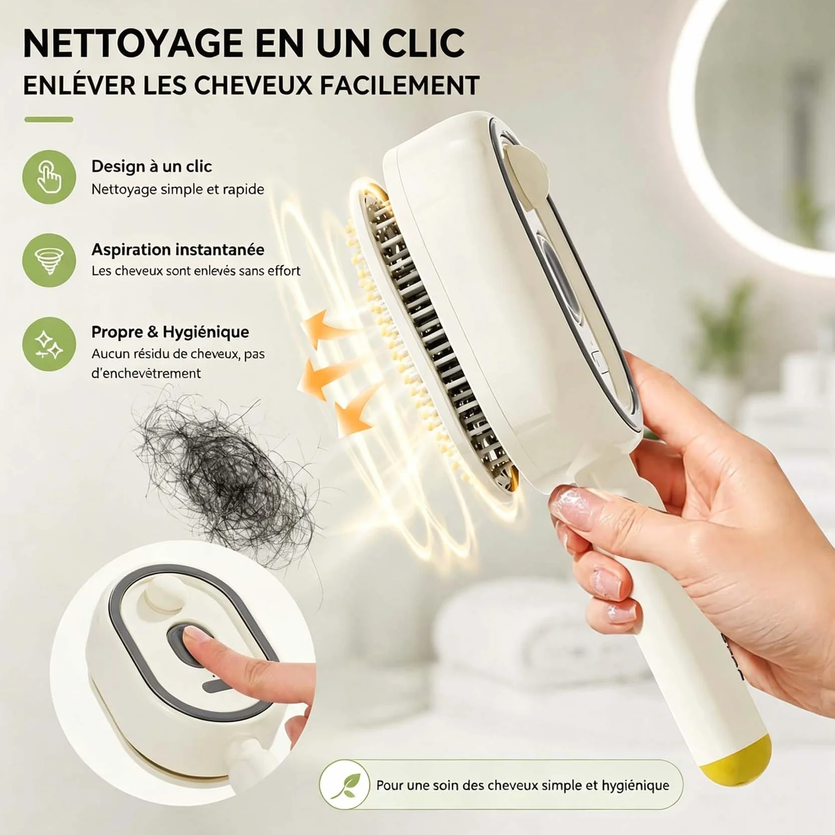 Brosse à Vapeur Électrique 3 en 1 Lisser Contrôler Frisottis Violet
