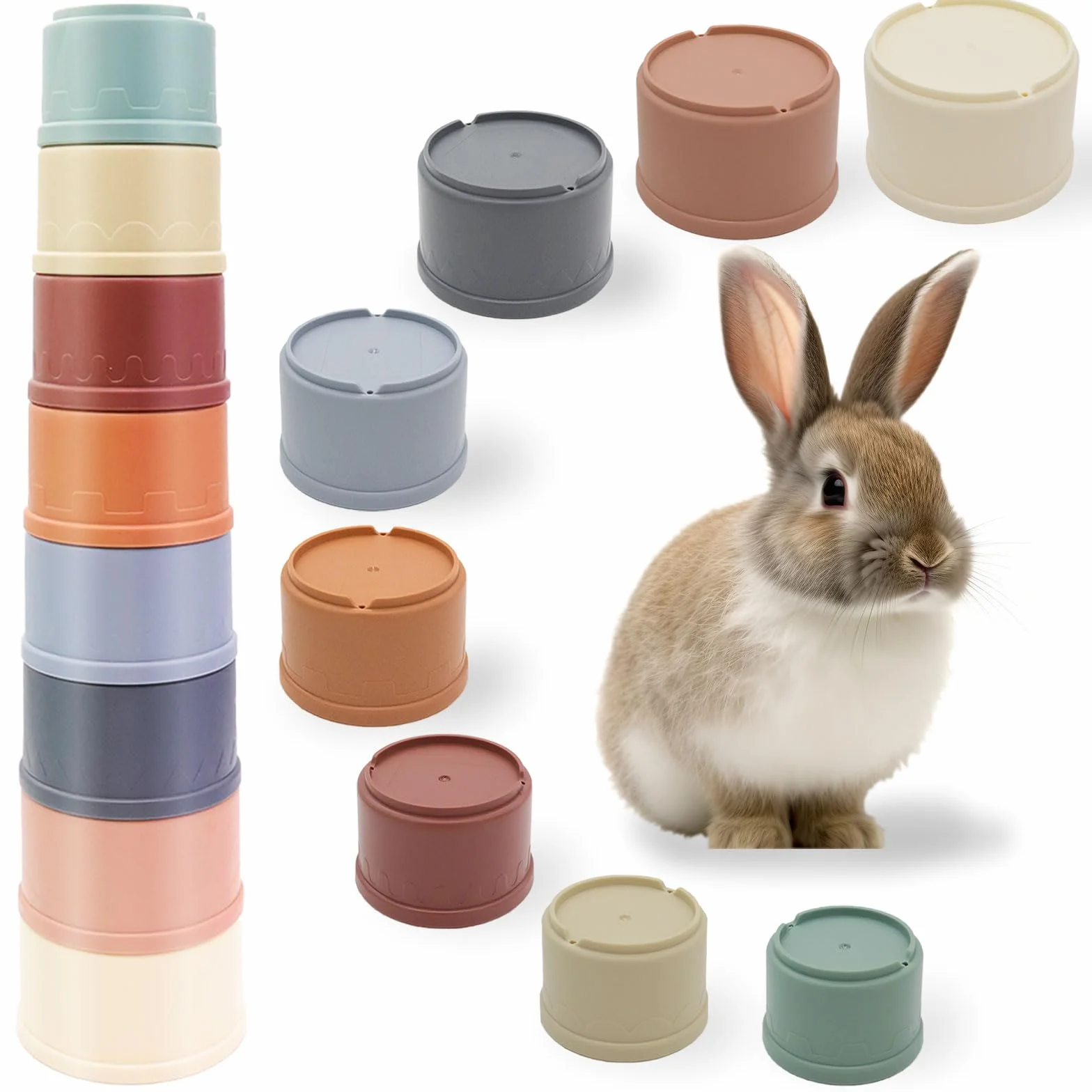 Gobelets Empilables pour Lapin Jouets d'Exercice et de Fourrage 8 PCS
