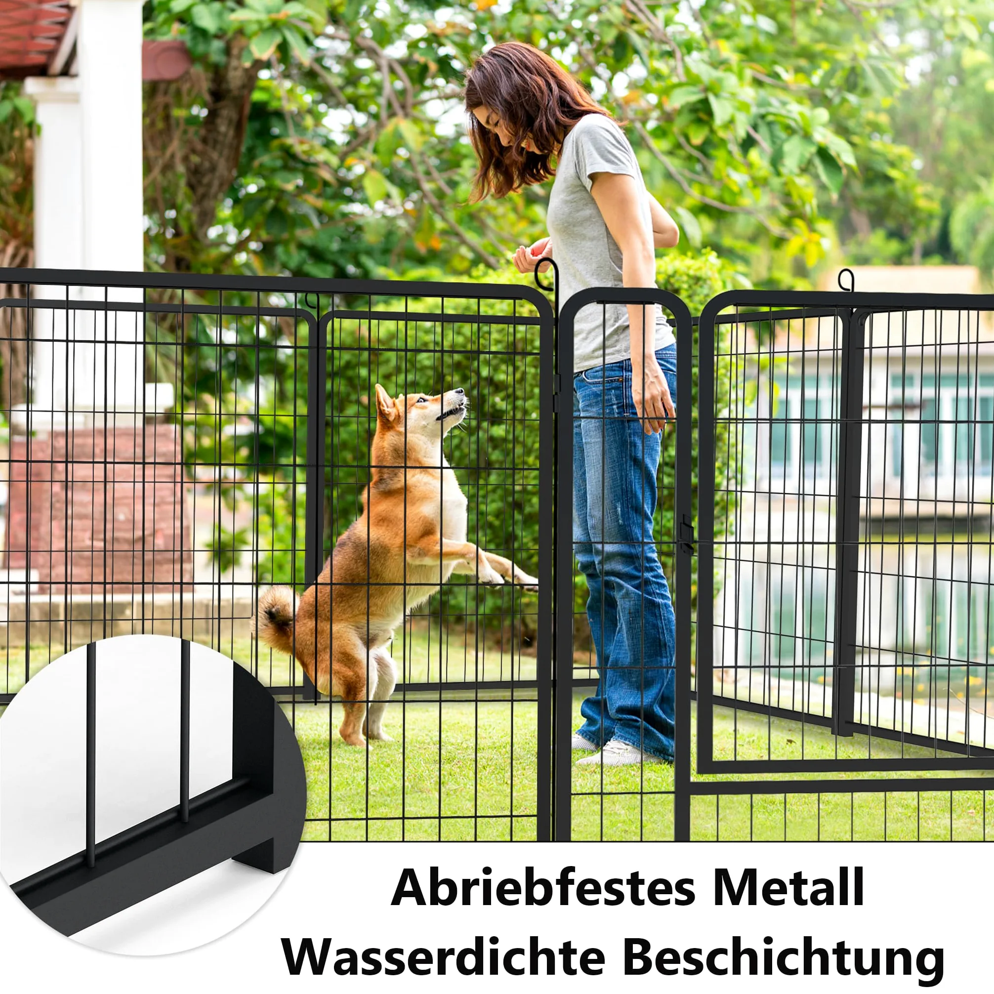 YRHome Enclos pliable pour chiot et chien, 16 pièces, 80 x 65 cm, avec porte et ancrage au sol pour intérieur/extérieur, résistant aux intempéries