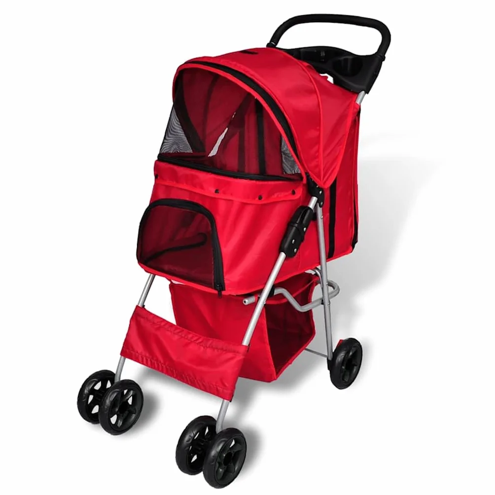vidaXL Poussette pour Animaux Chariot avec Freins Rouge